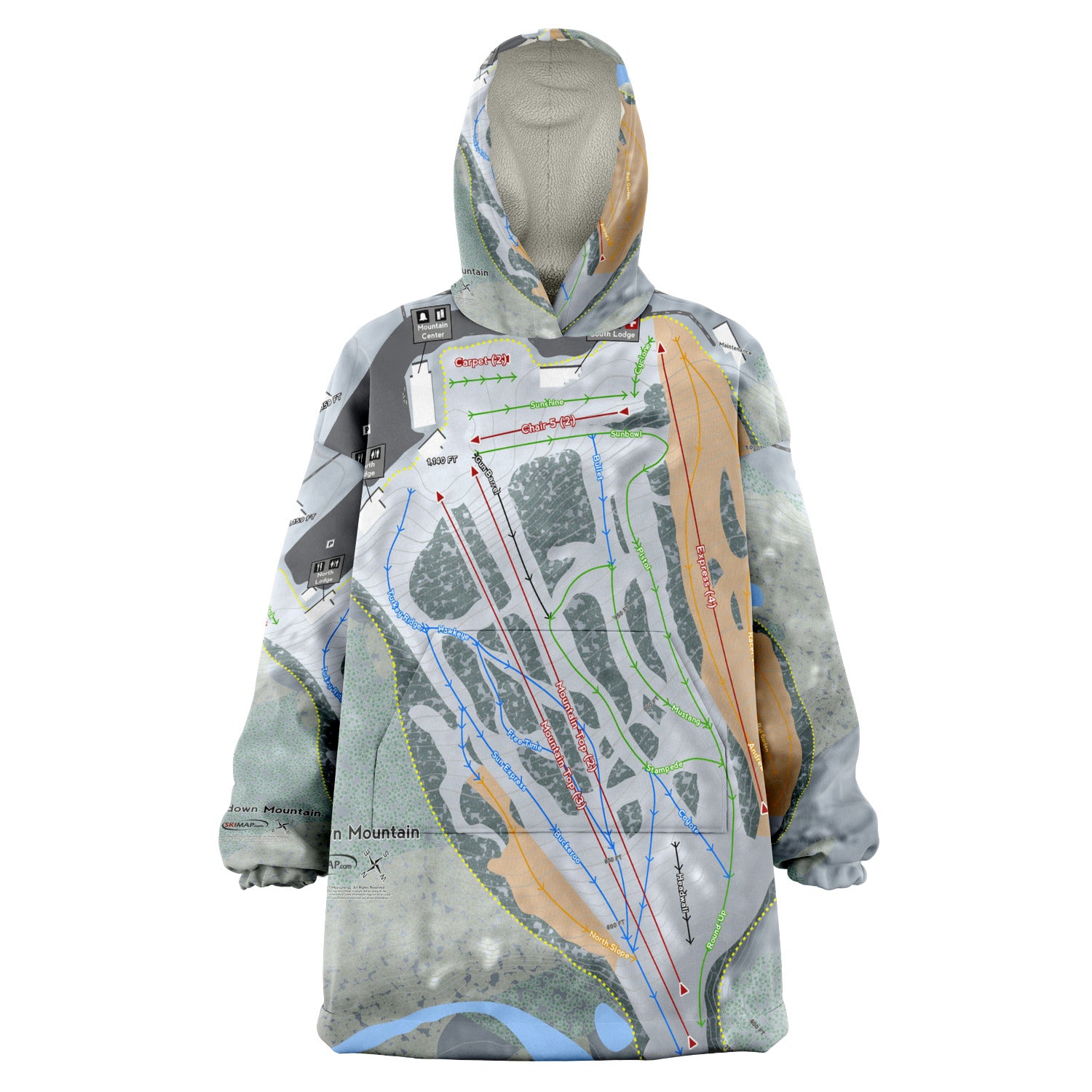 Sundown Mountain, Iowa Ski Trail Map - Snug Hoodie