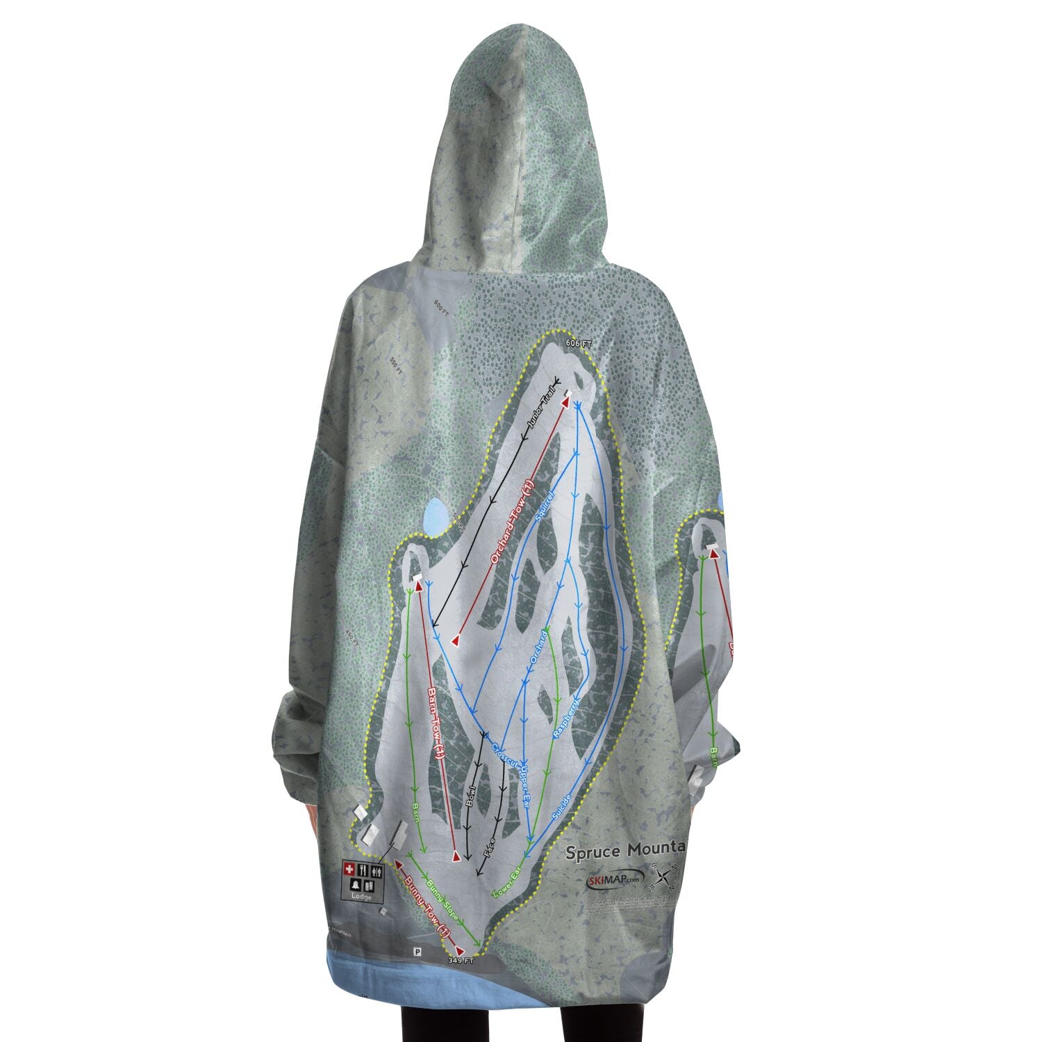 Spruce Mountain, Maine Ski Trail Map - Snug Hoodie