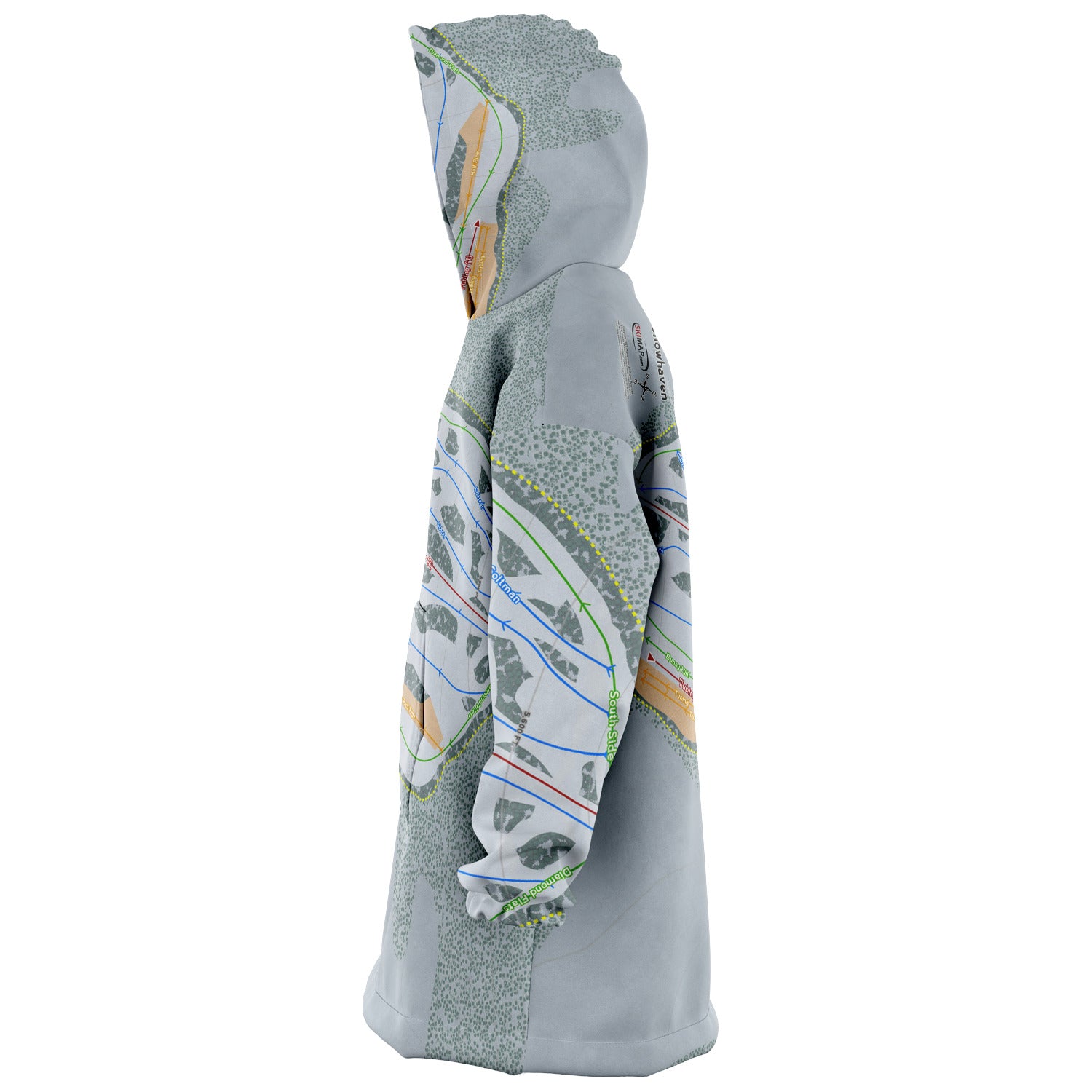 Snowhaven, Idaho Ski Trail Map Snug Hoodie