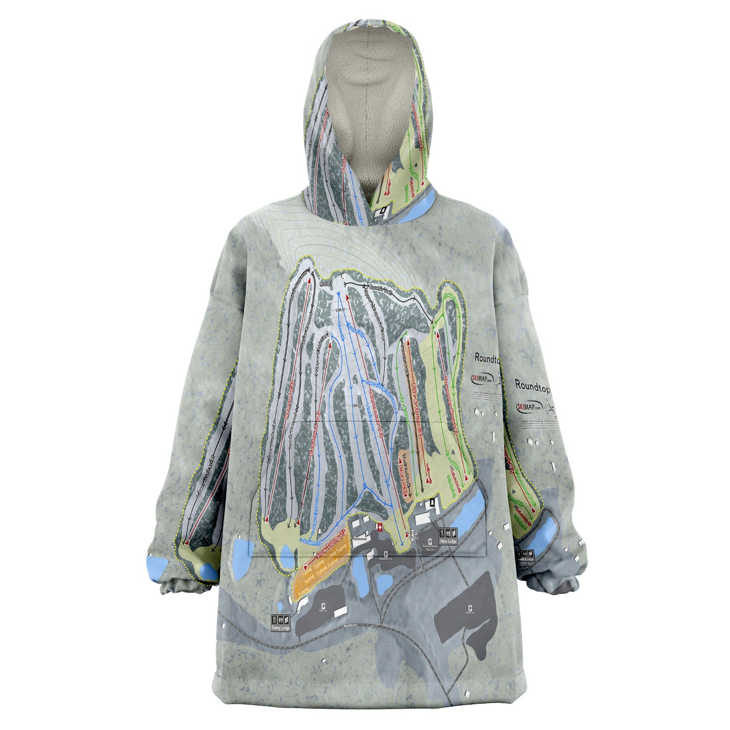 Roundtop, Pennsylvania Ski Trail Map - Snug Hoodie