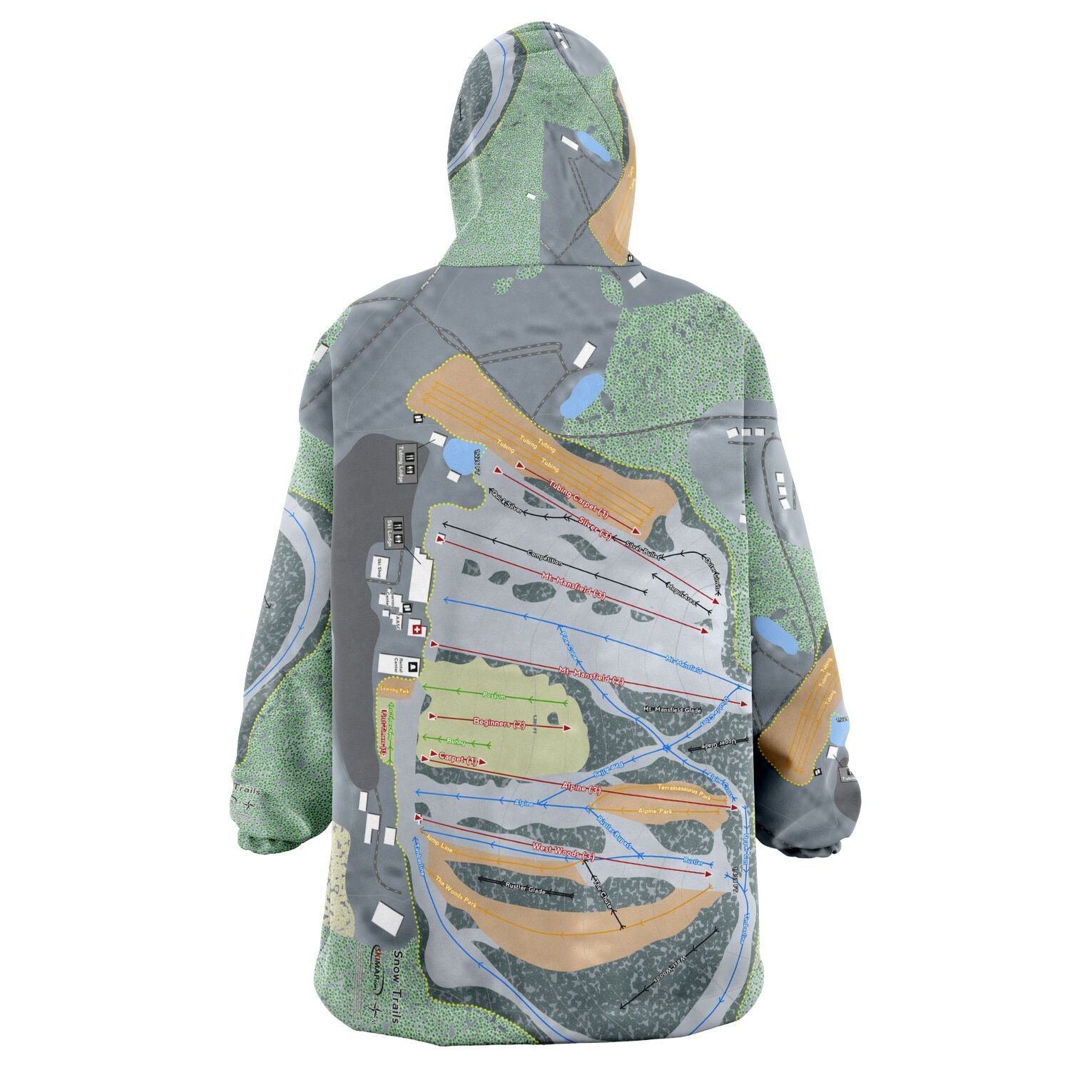 Snow Trails, Ohio Ski Trail Map Snug Hoodie