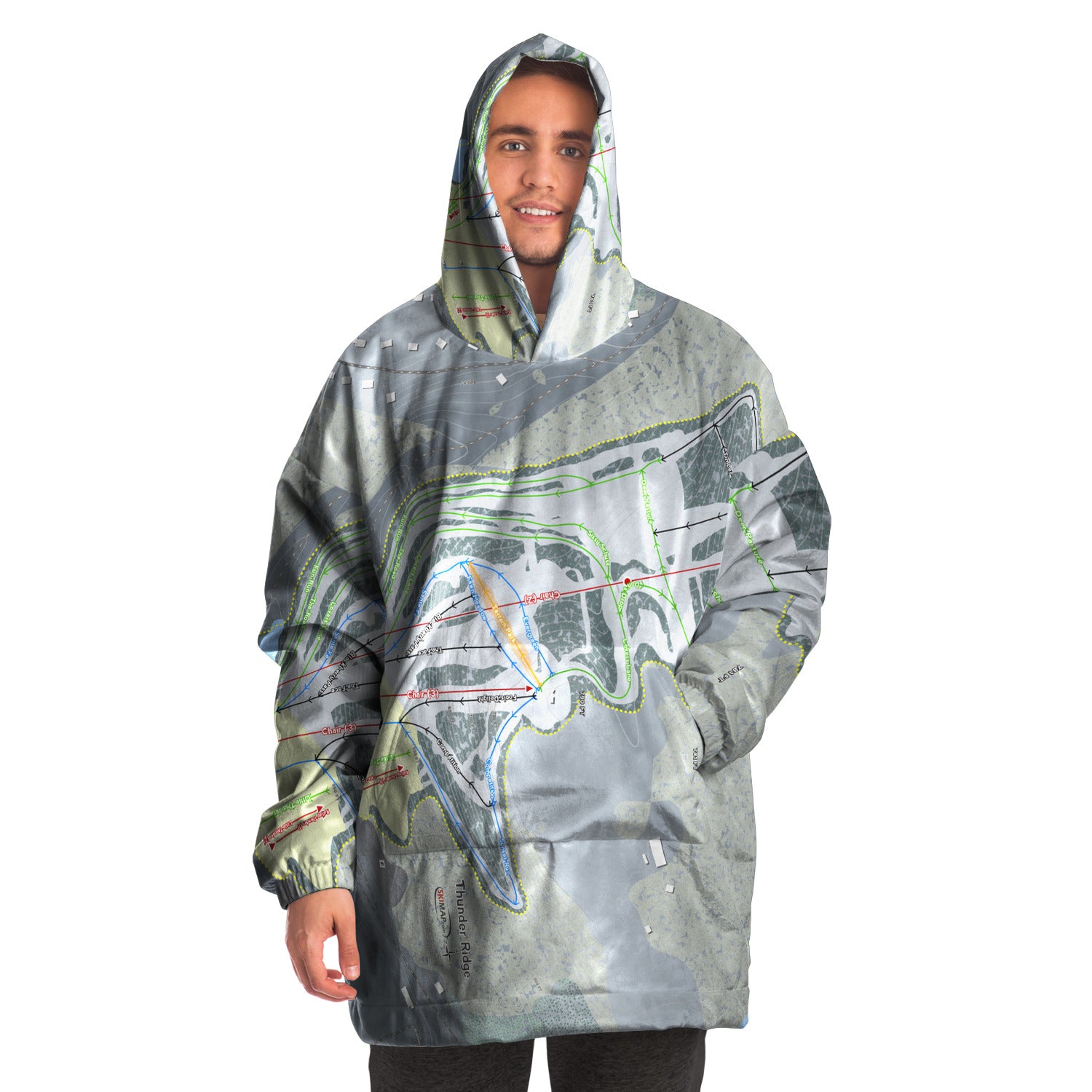 Thunder Ridge, New York Ski Trail Map Snug Hoodie