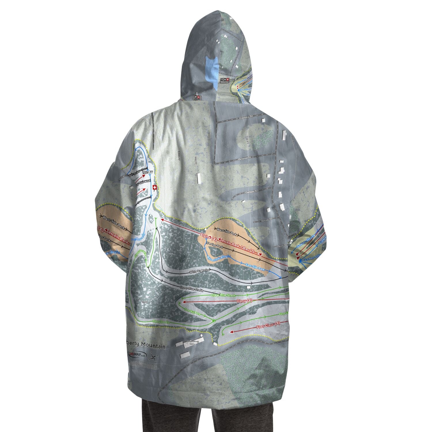 Liberty Mountain, Pennsylvania Ski Trail Map Snug Hoodie