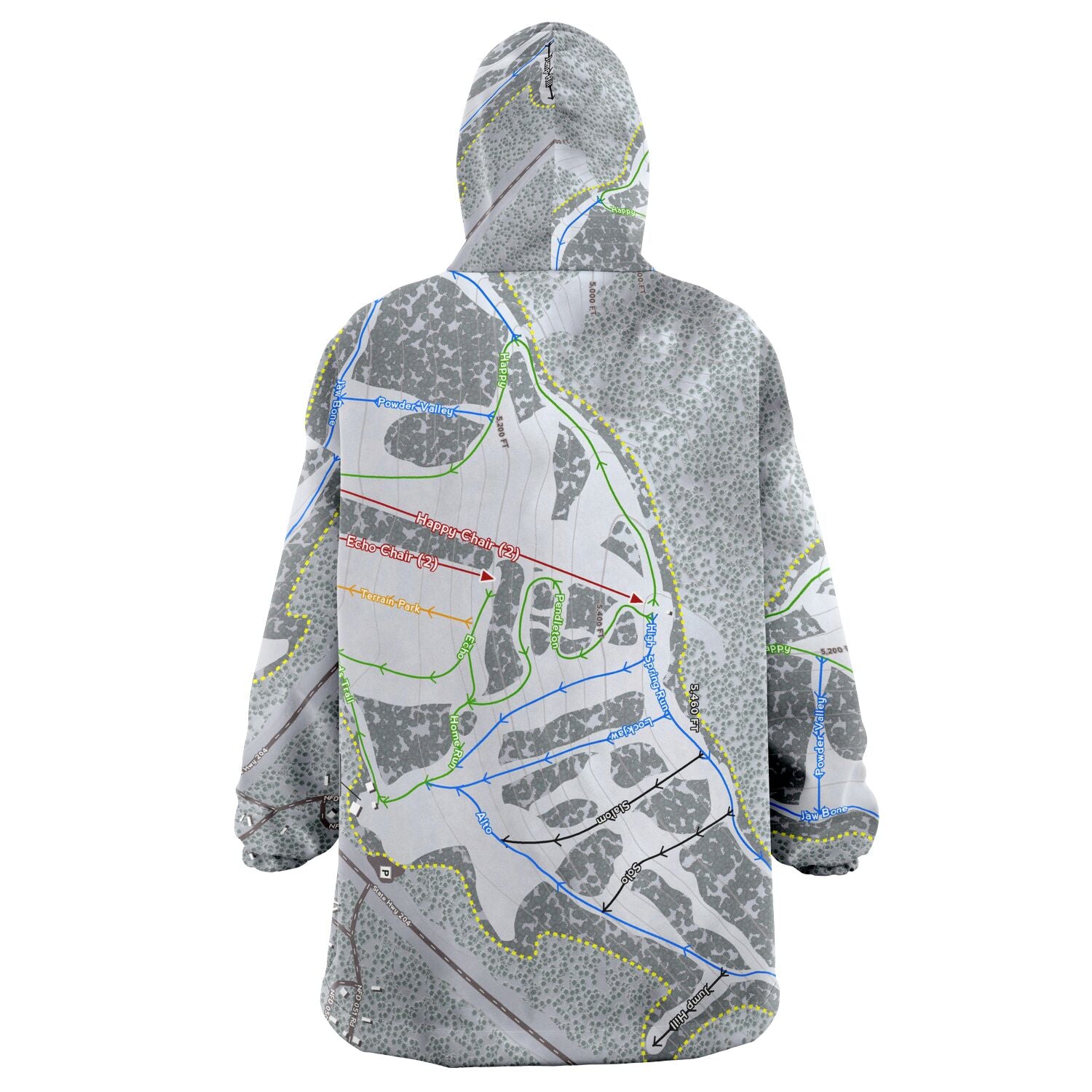 Spout Springs, Oregon Ski Trail Map Snug Hoodie