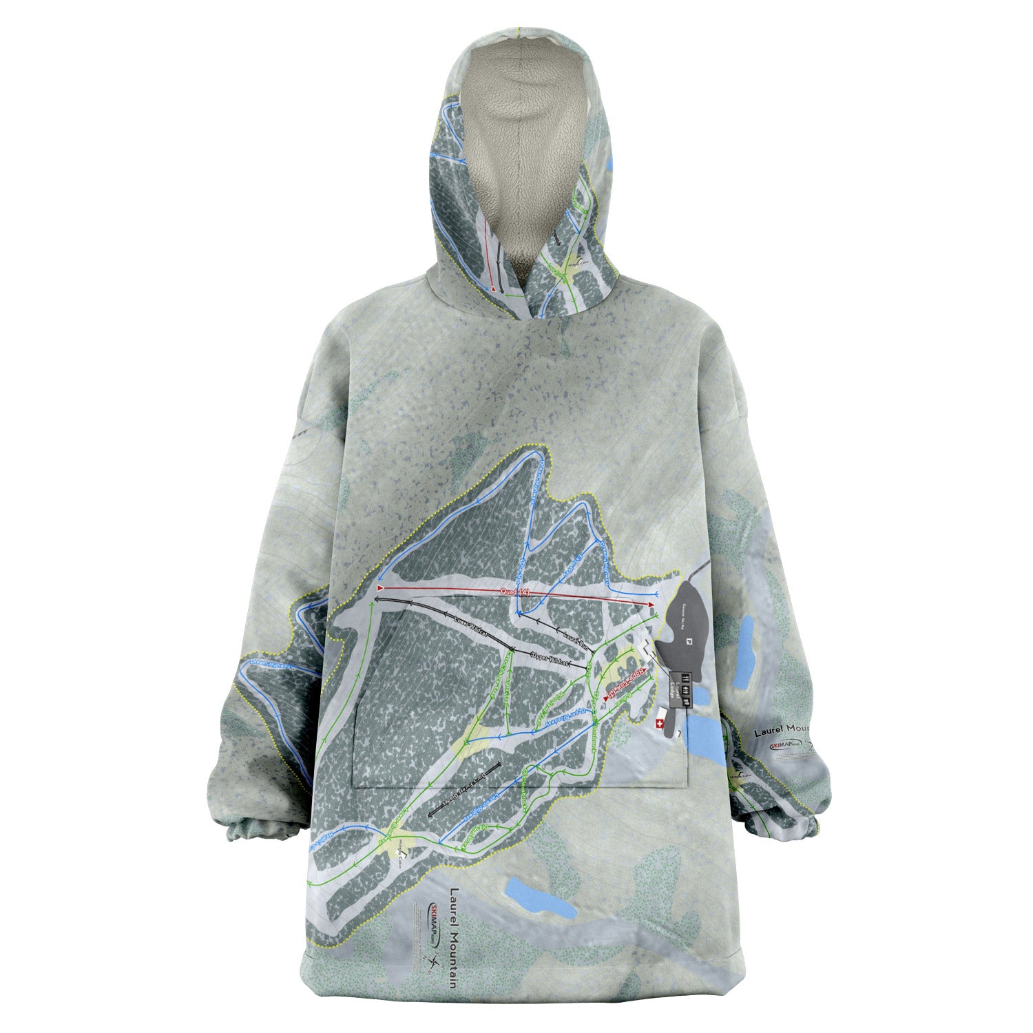 Laurel Mountain, Pennsylvania Ski Trail Map Snug Hoodie