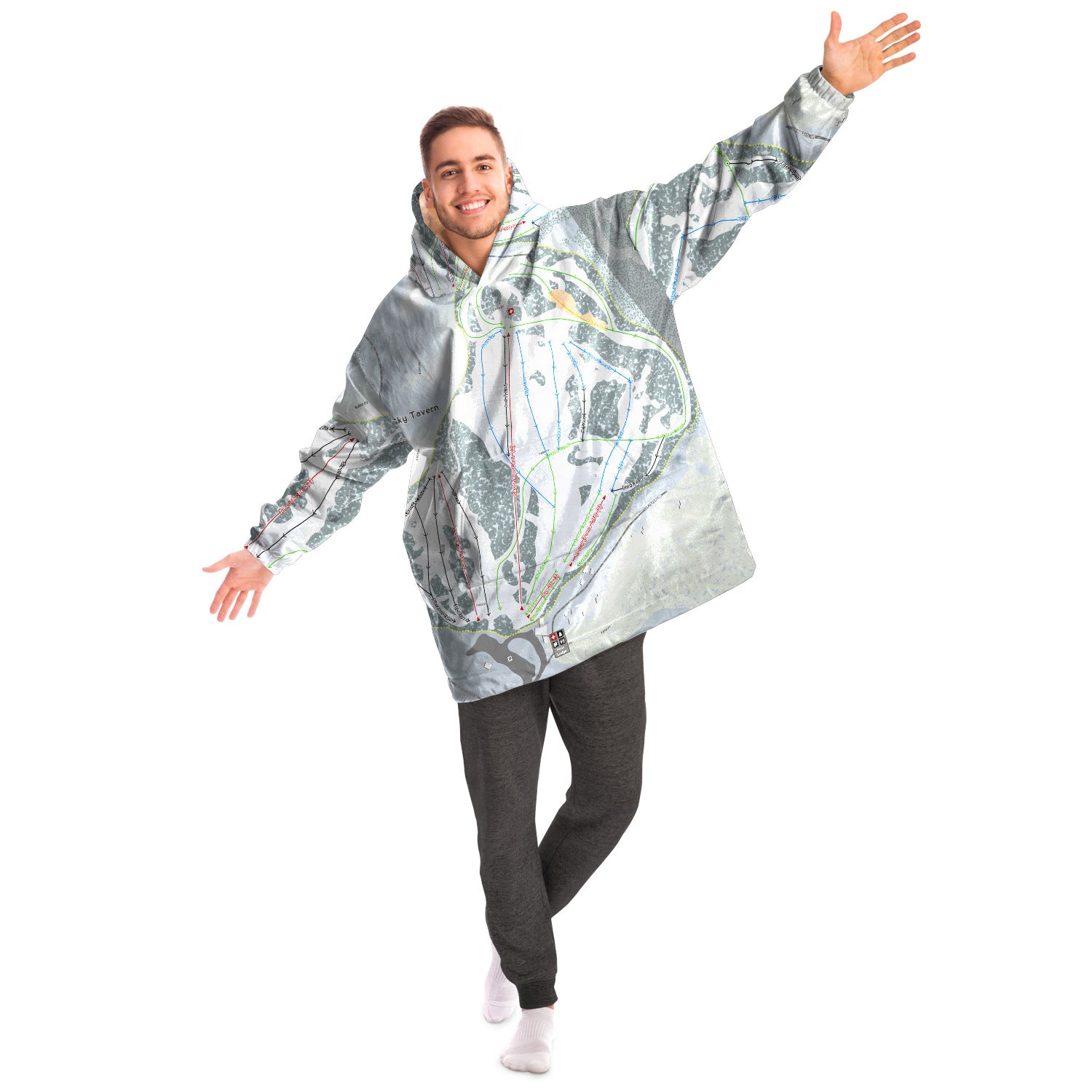 Sky Tavern, Nevada Ski Trail Map - Snug Hoodie