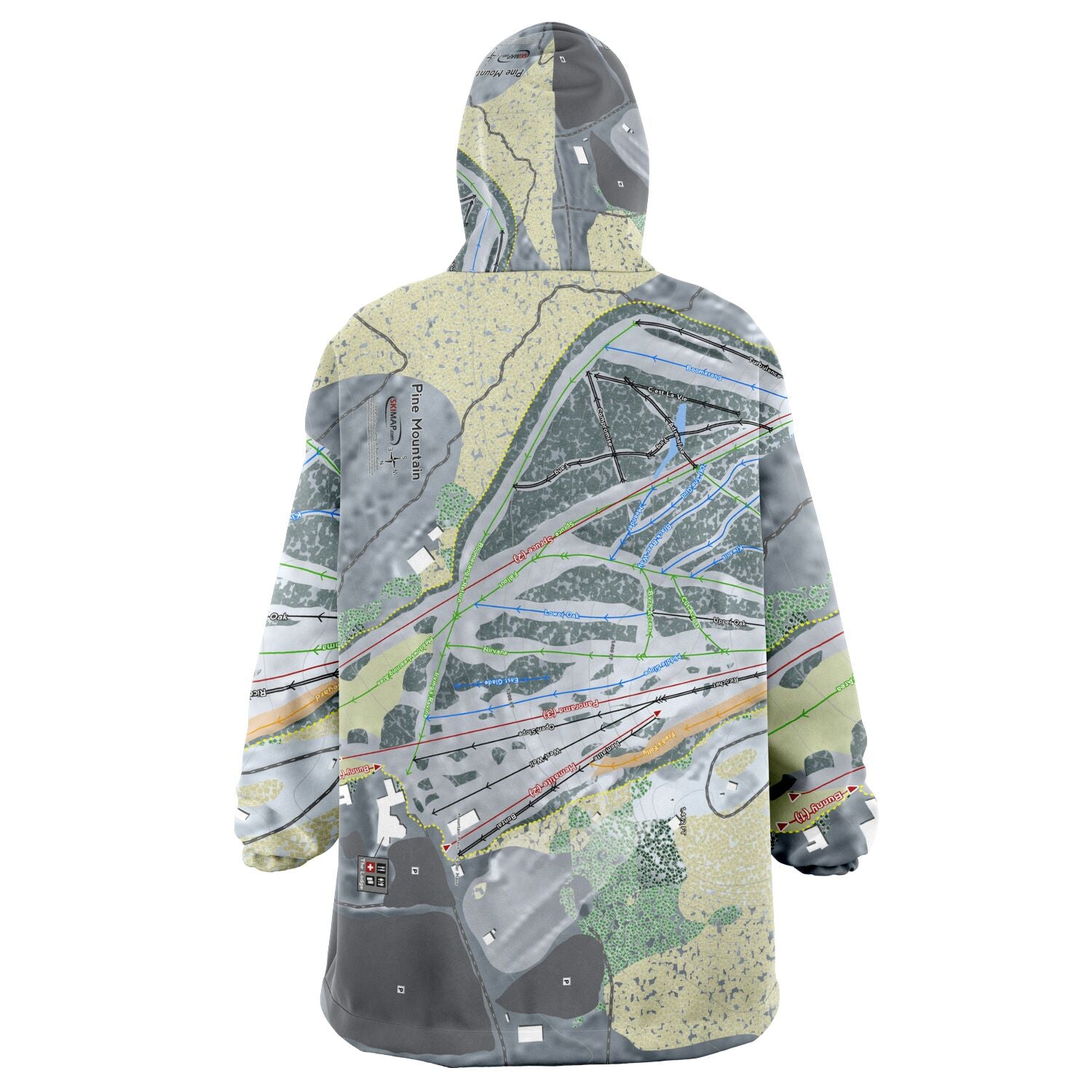 Pine Mountain, Michigan Ski Trail Map Snug Hoodie