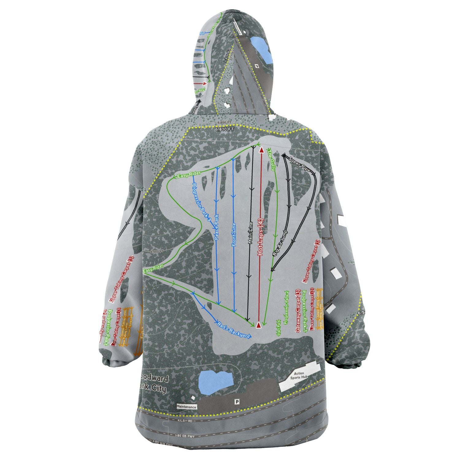 Woodward, Utah Ski Trail Map - Snug Hoodie