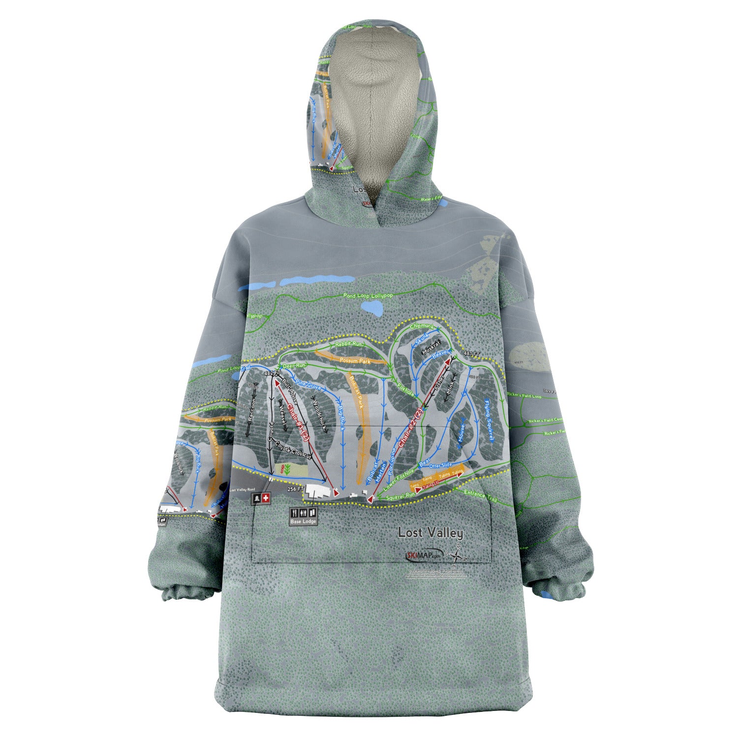 Lost Valley, Maine Ski Trail Map - Snug Hoodie