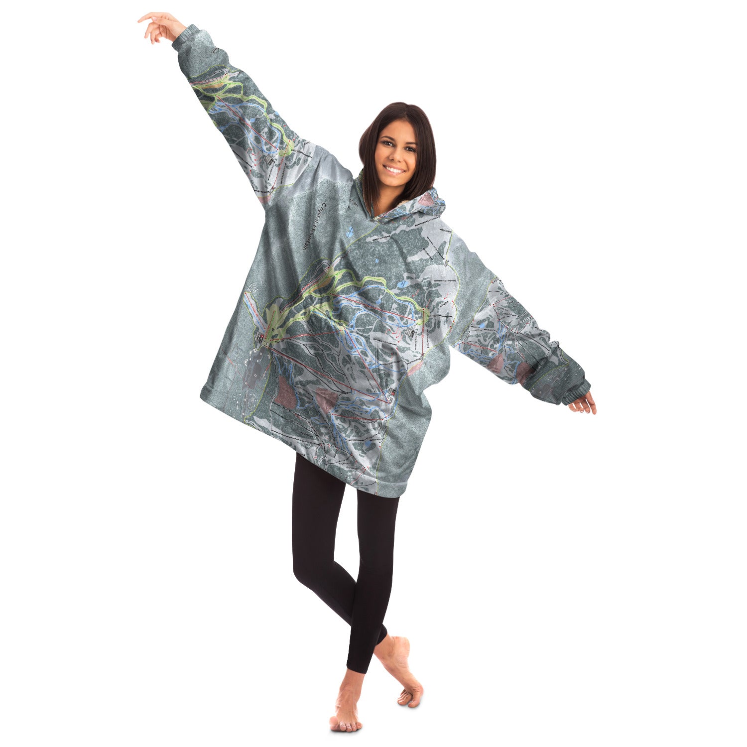 Crystal Mountain, Washington Ski Trail Map - Snug Hoodie