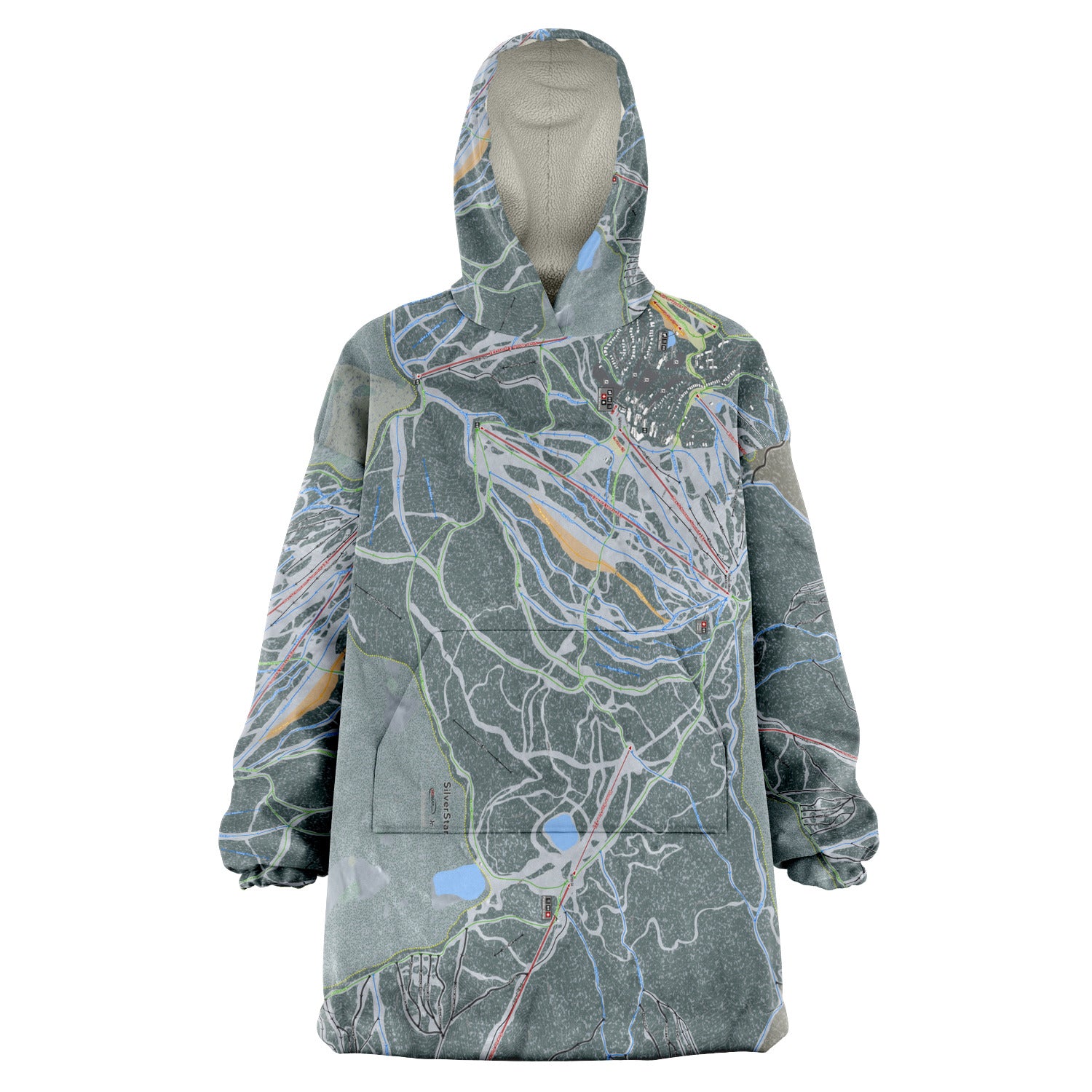 SilverStar, British Columbia Ski Trail Map Snug Hoodie