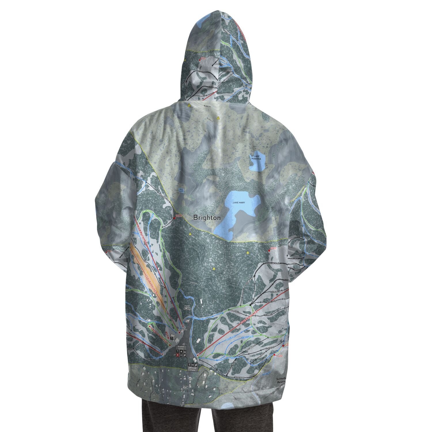 Brighton, Utah Ski Trail Map - Snug Hoodie