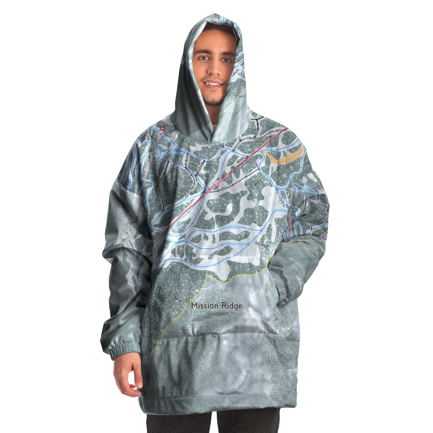 Mission Ridge, Washington Ski Trail Map - Snug Hoodie