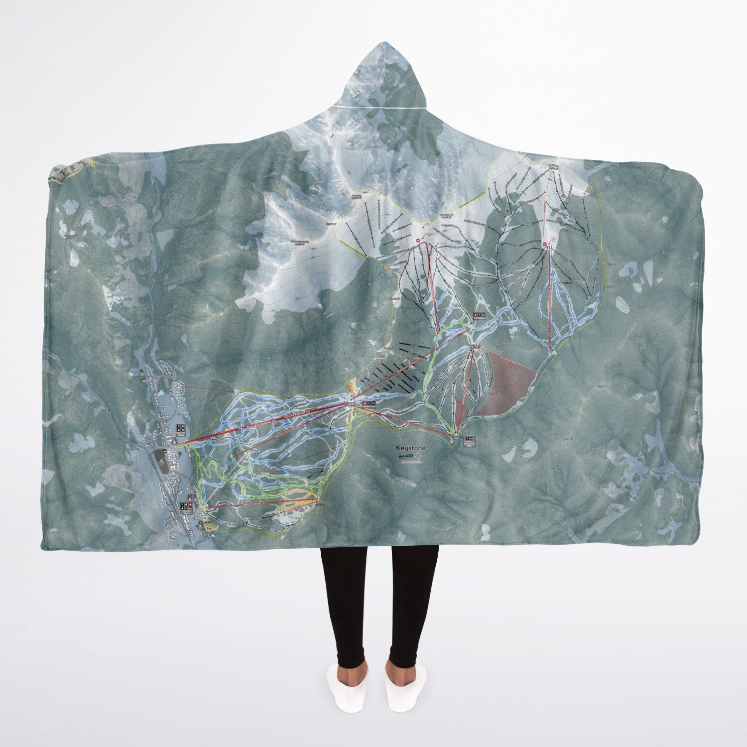 Keystone, Colorado Ski Trail Map - Adult Hooded Blanket