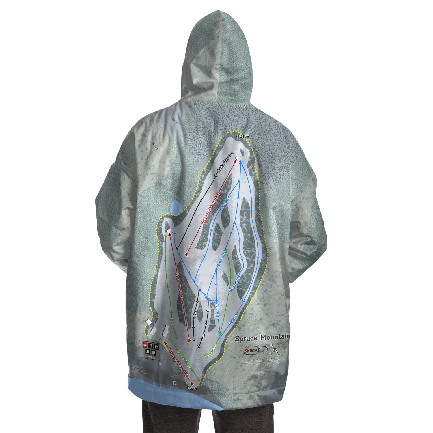 Spruce Mountain, Maine Ski Trail Map - Snug Hoodie