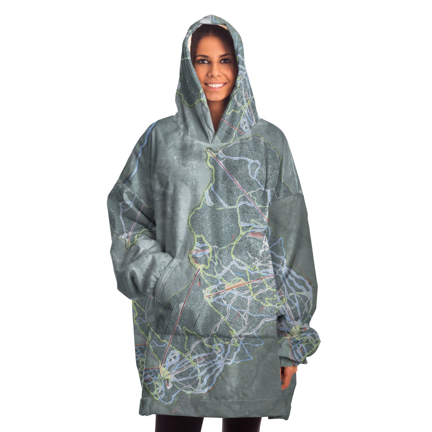 Revelstoke, British Columbia Ski Trail Map Snug Hoodie