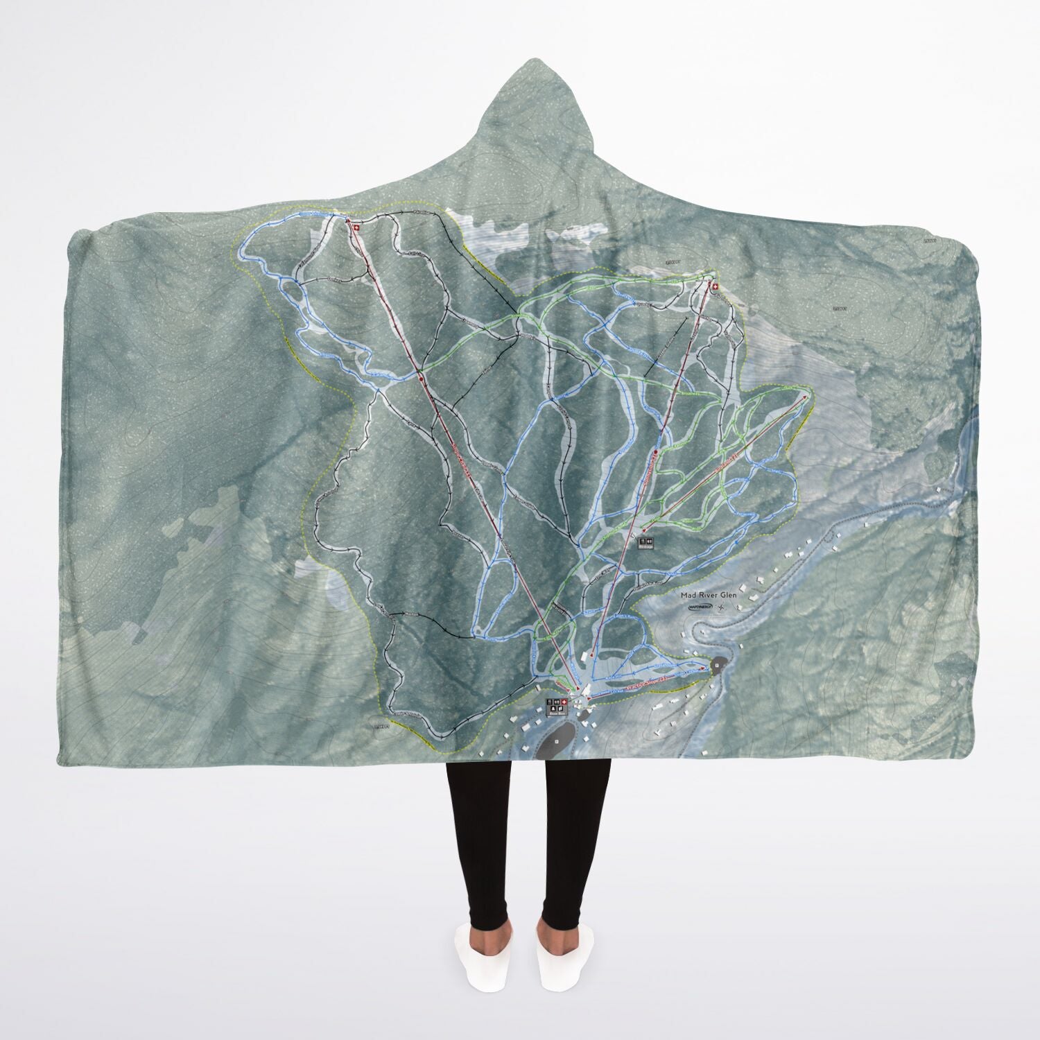 Mad River Glen, Vermont Ski Trail Map - Adult Hooded Blanket