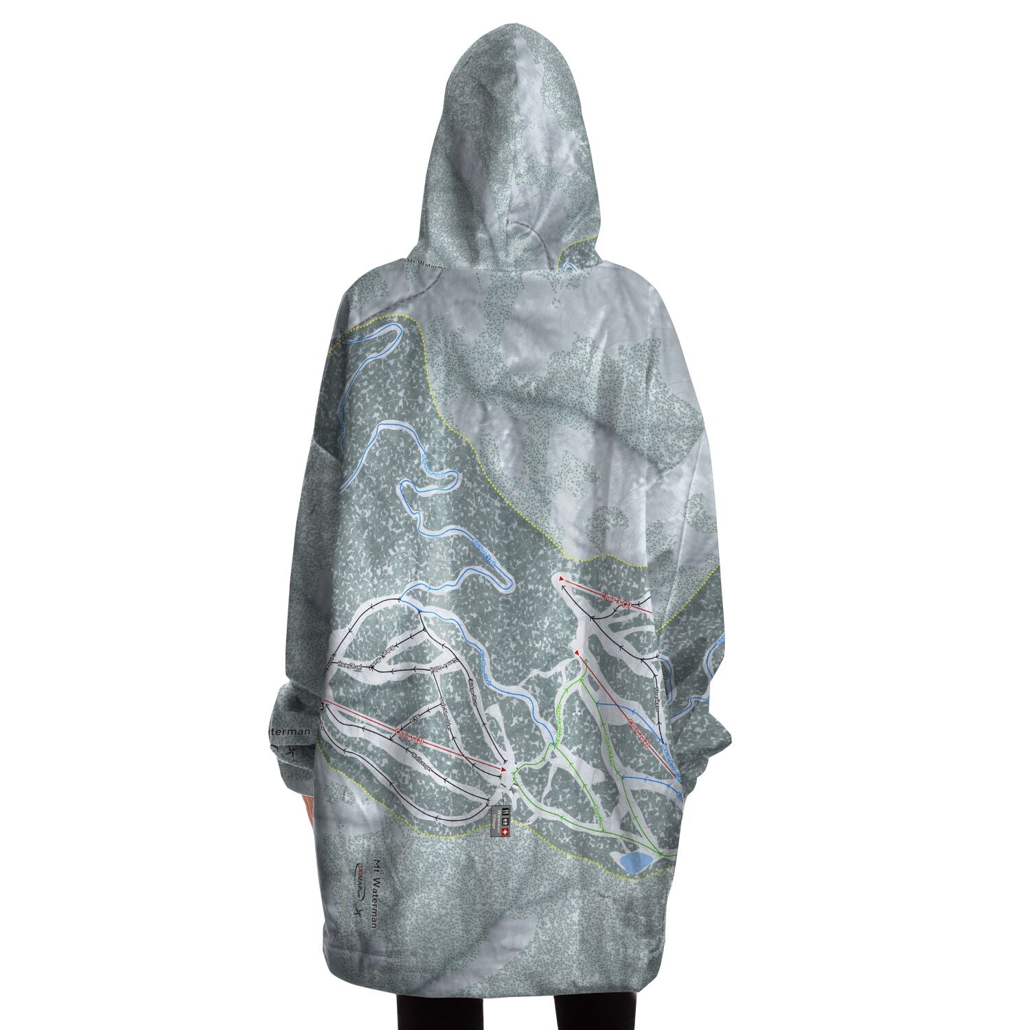 Mt Waterman, California Ski Trail Map - Snug Hoodie