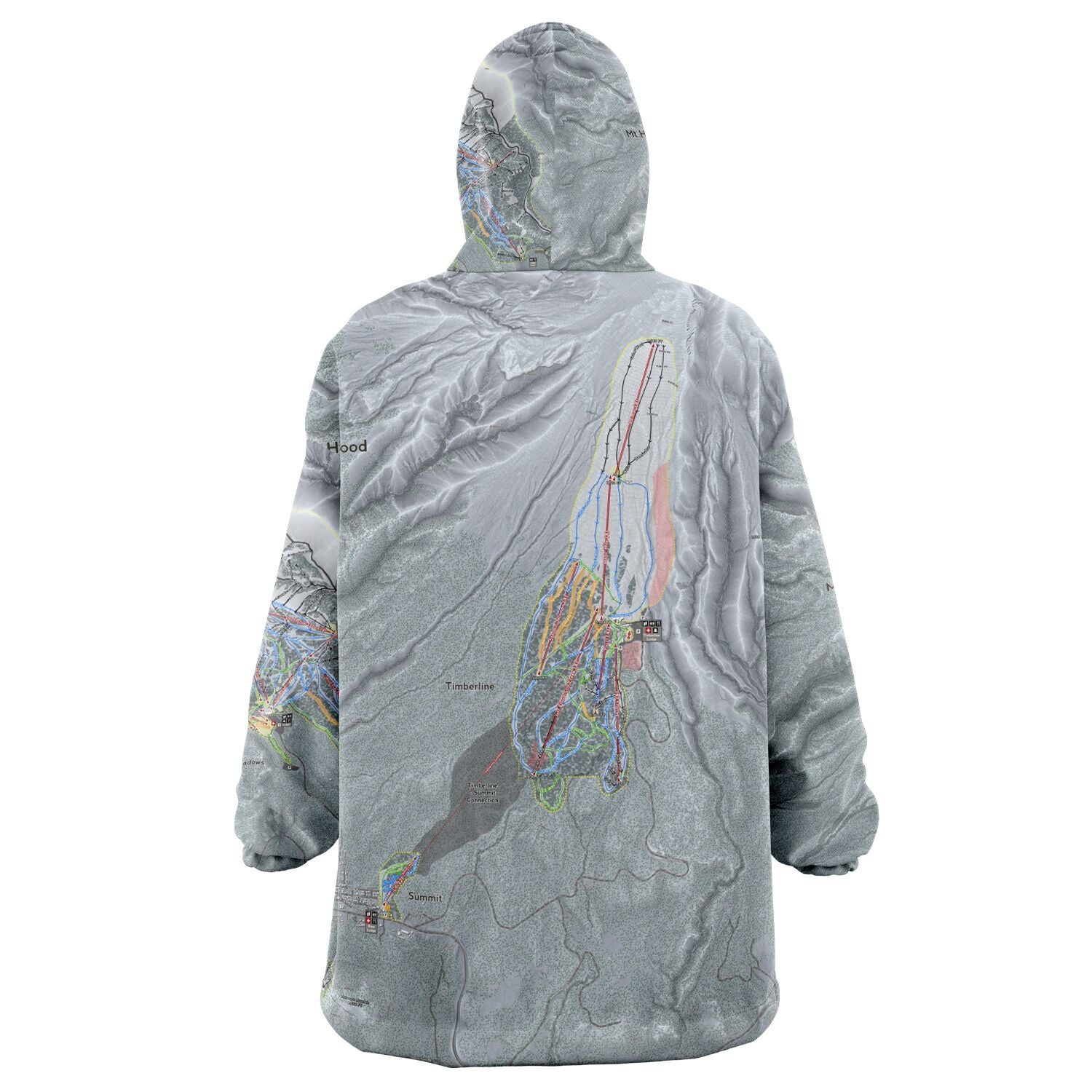 Mt. Hood, Oregon Ski Trail Map - Snug Hoodie