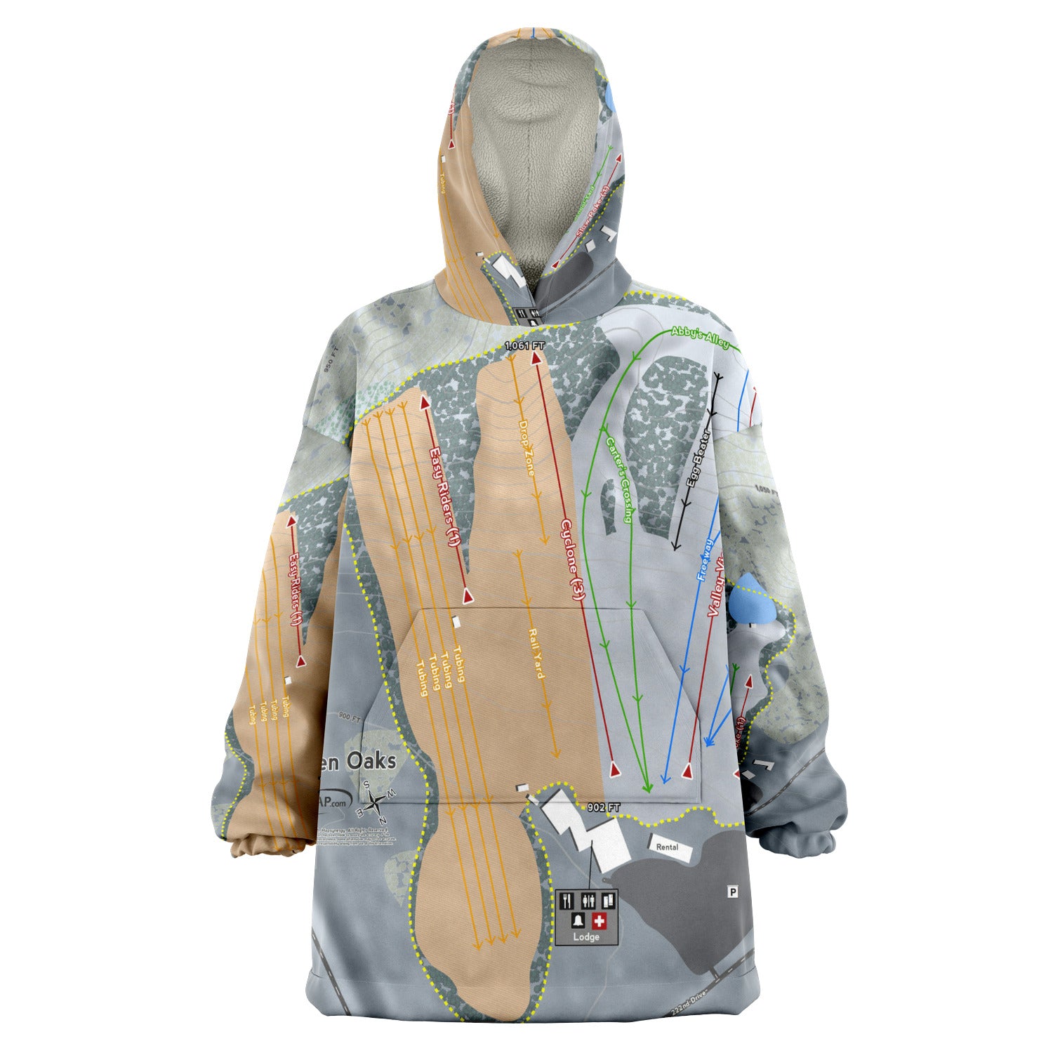 Seven Oaks, Iowa Ski Trail Map - Snug Hoodie