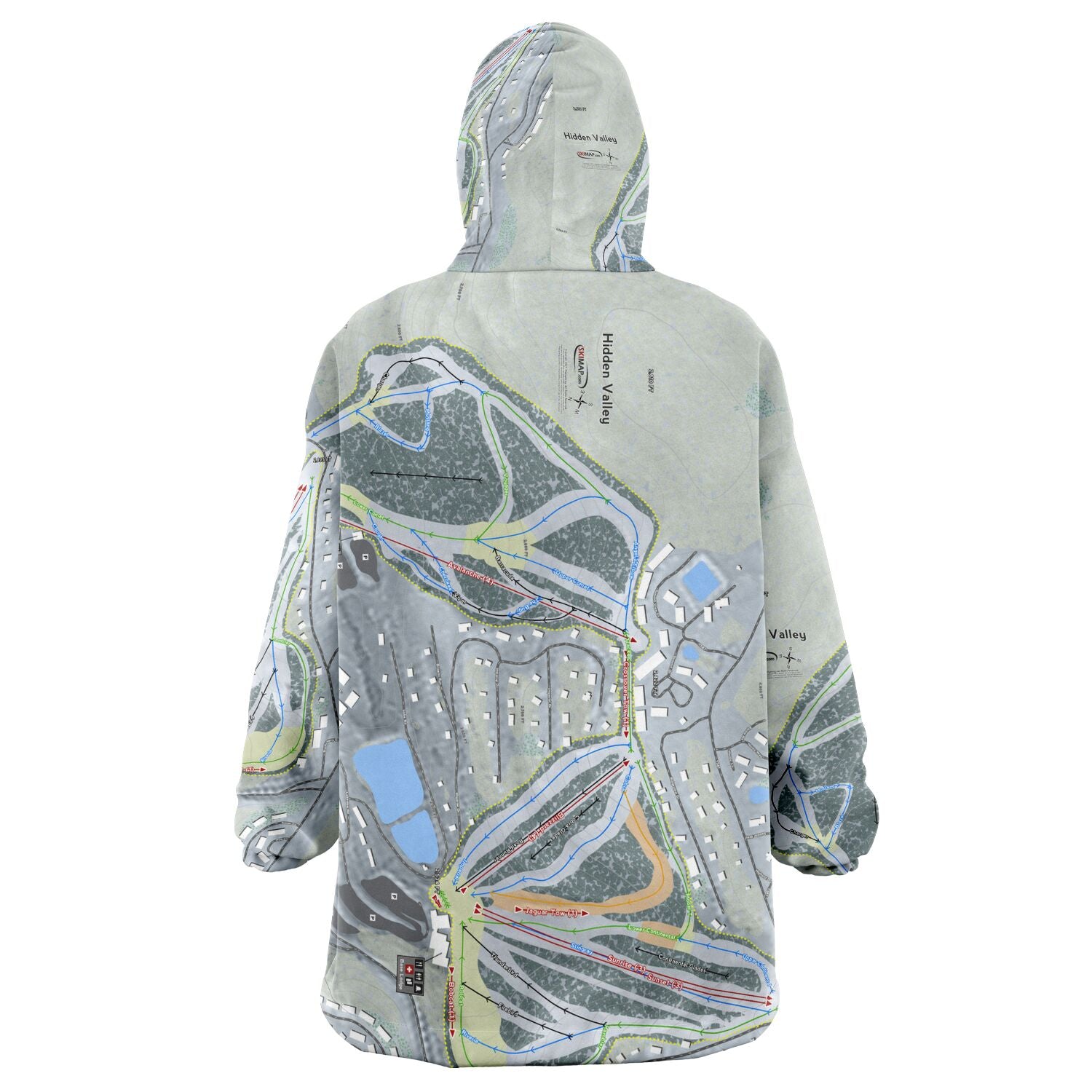 Hidden Valley, Missouri Ski Trail Map Snug Hoodie