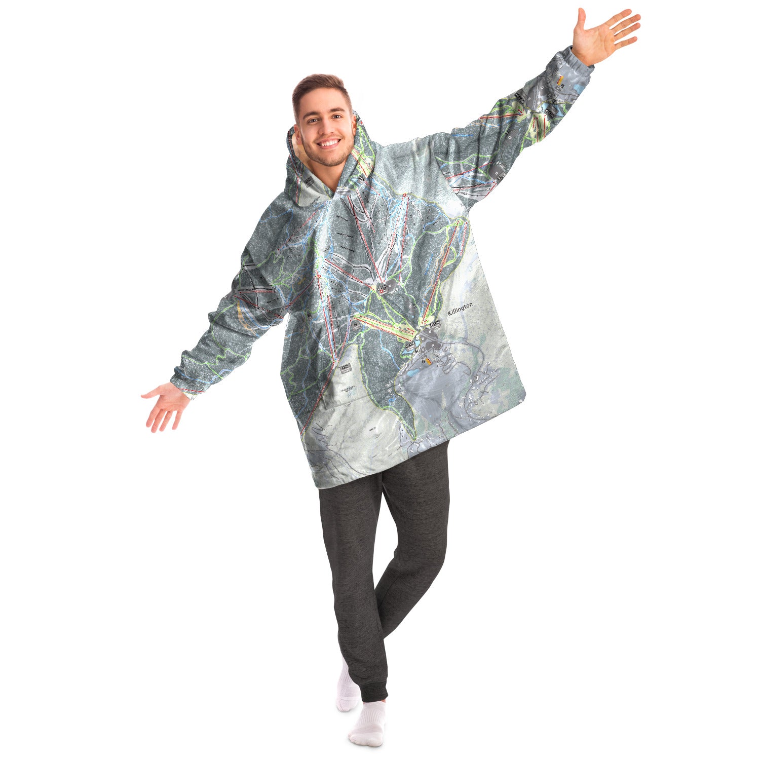 Killington, Vermont Ski Trail Map - Snug Hoodie