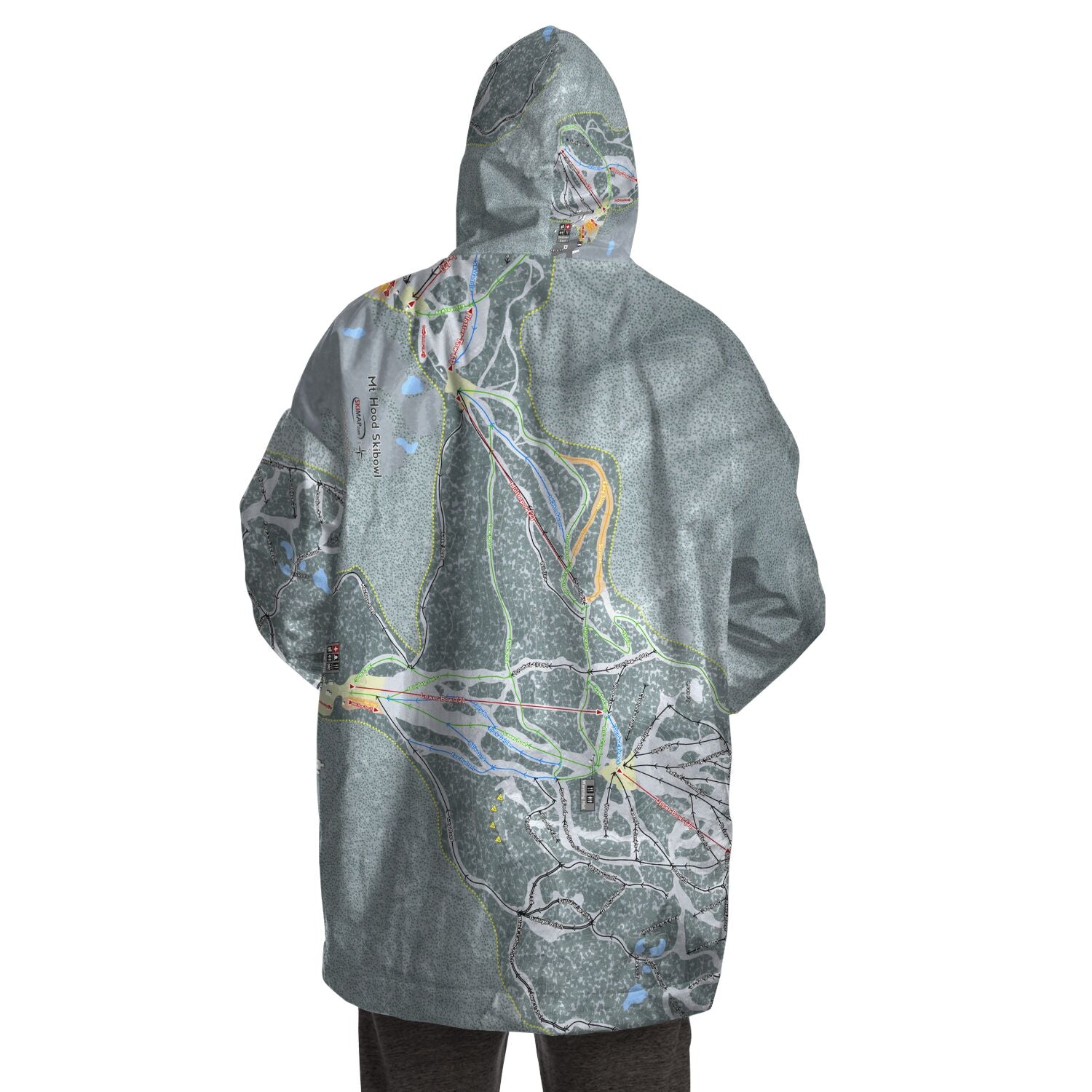 Mt. Hood Ski Bowl, Oregon Ski Trail Map - Snug Hoodie