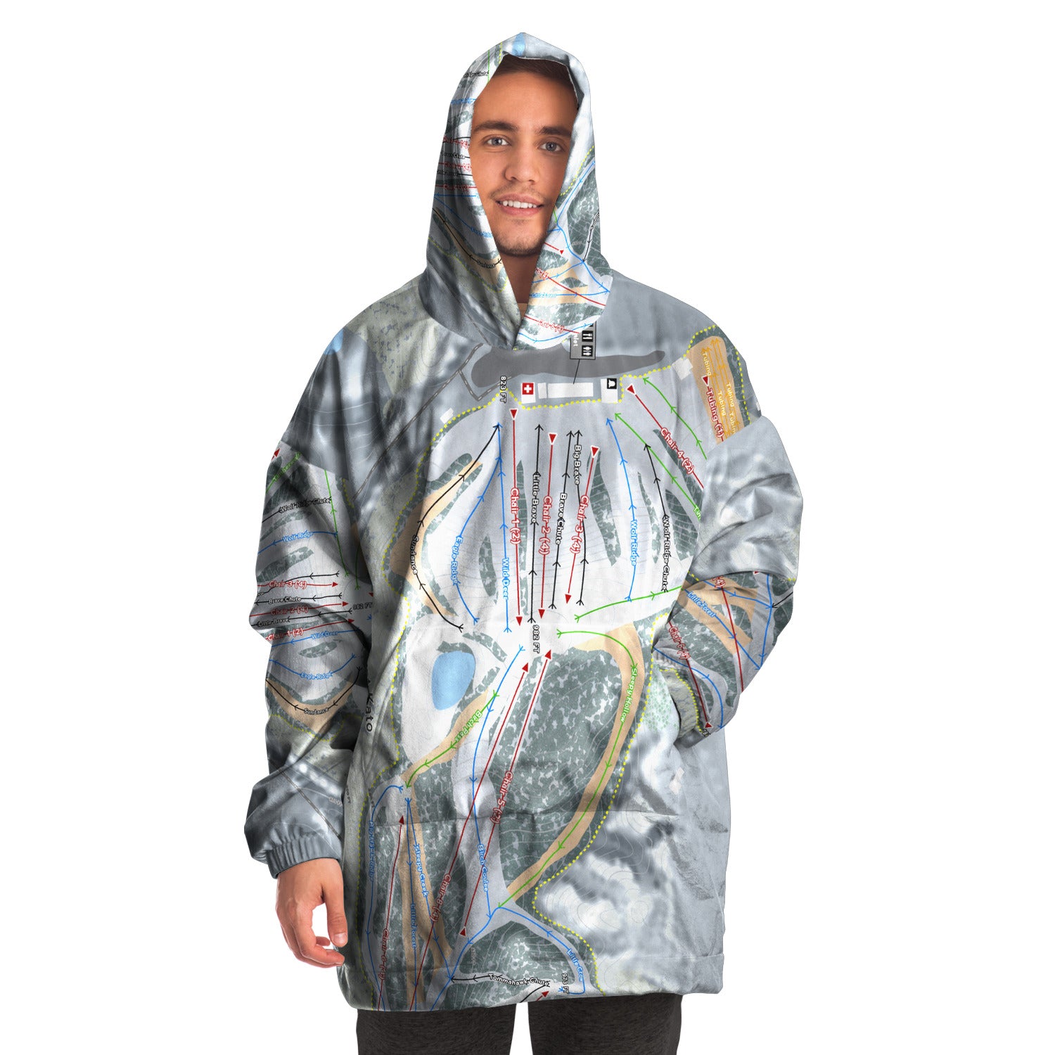 Mount Kato, Minnesota Ski Trail Map Snug Hoodie