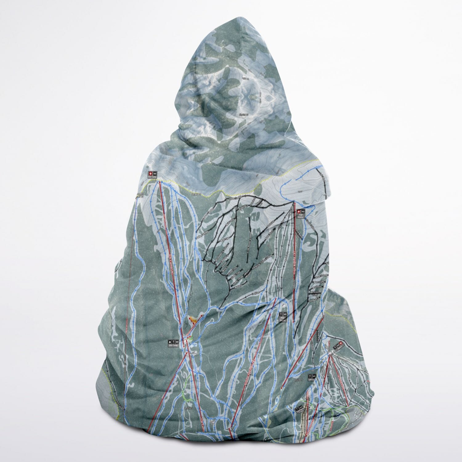 Snowmass, Colorado Ski Trail Map - Adult Hooded Blanket