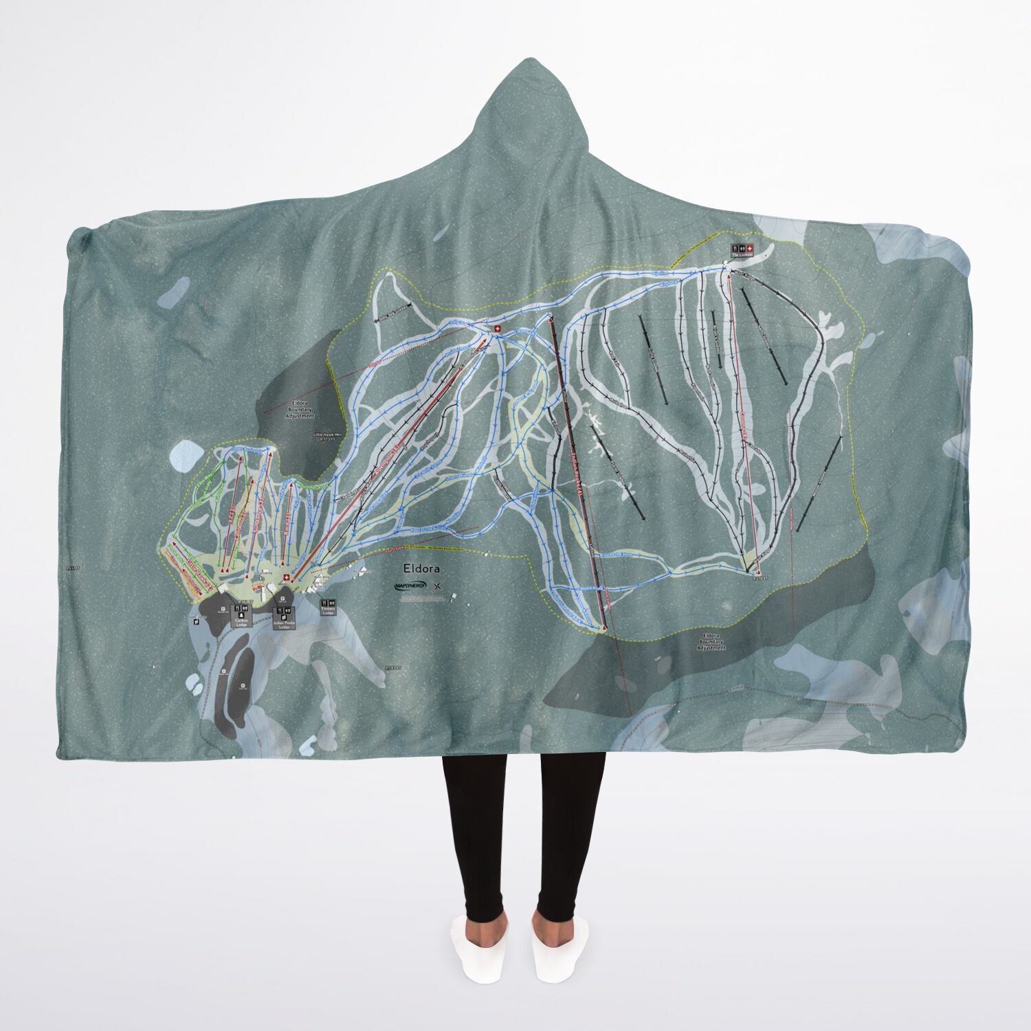 Eldora, Colorado Ski Trail Map - Adult Hooded Blanket