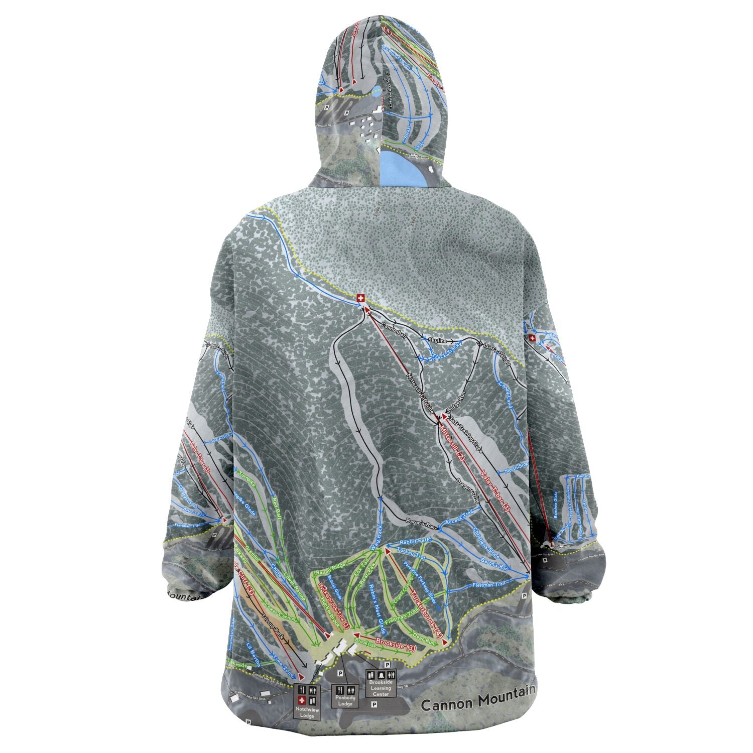 Cannon Mountain, New Hampshire Ski Trail Map - Snug Hoodie