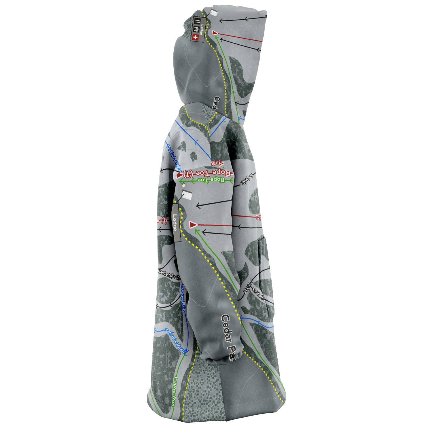 Cedar Pass, California Ski Trail Map - Snug Hoodie