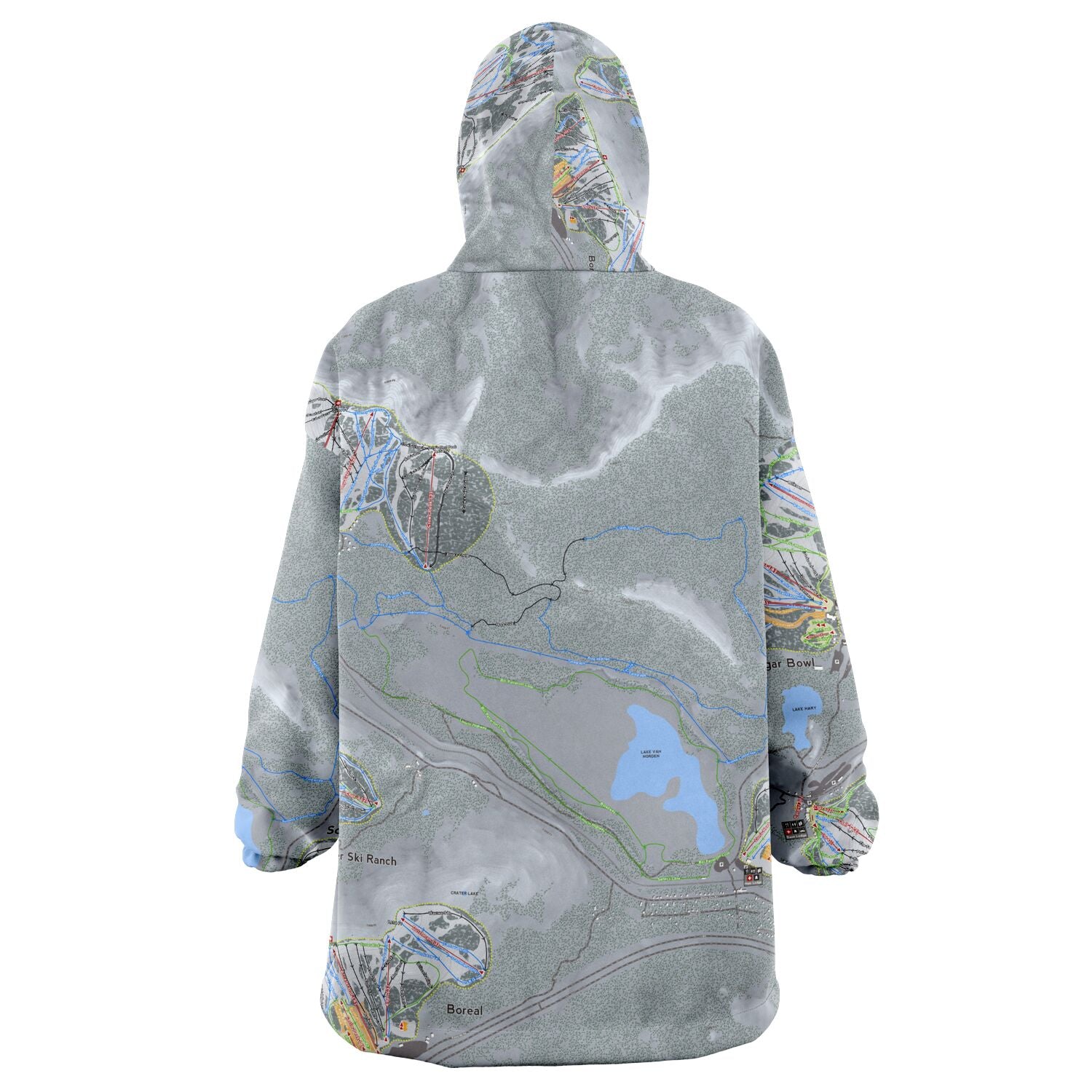 Donner Pass, California Ski Trail Map - Snug Hoodie