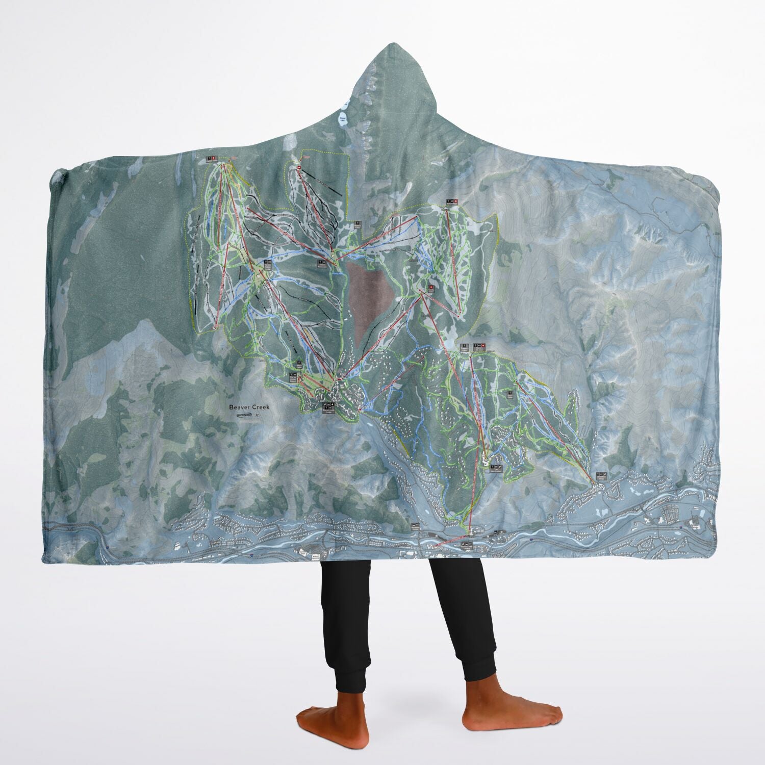 Beaver Creek, Colorado Ski Trail Map - Youth Hooded Blanket