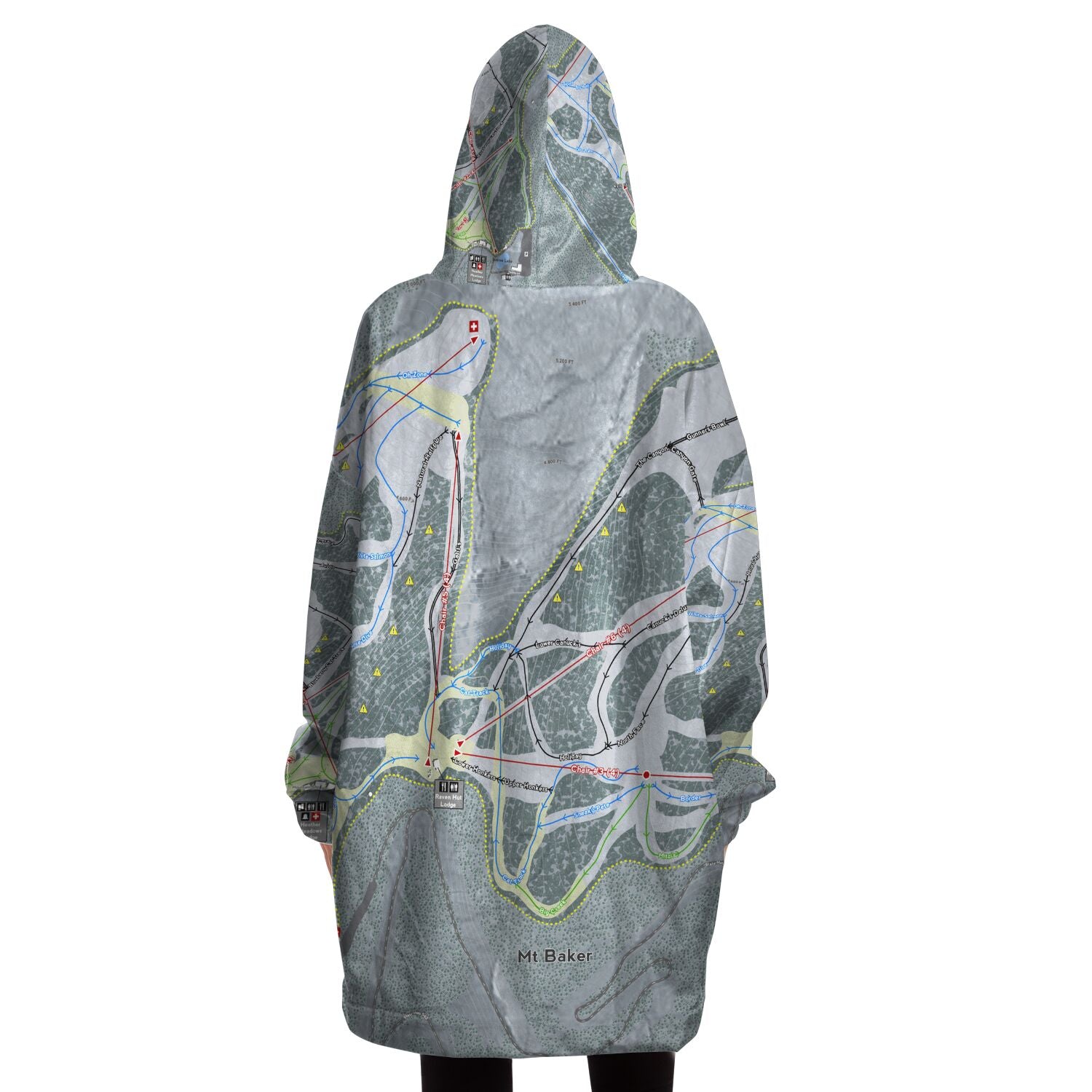 Mt. Baker, Washington Ski Trail Map - Snug Hoodie