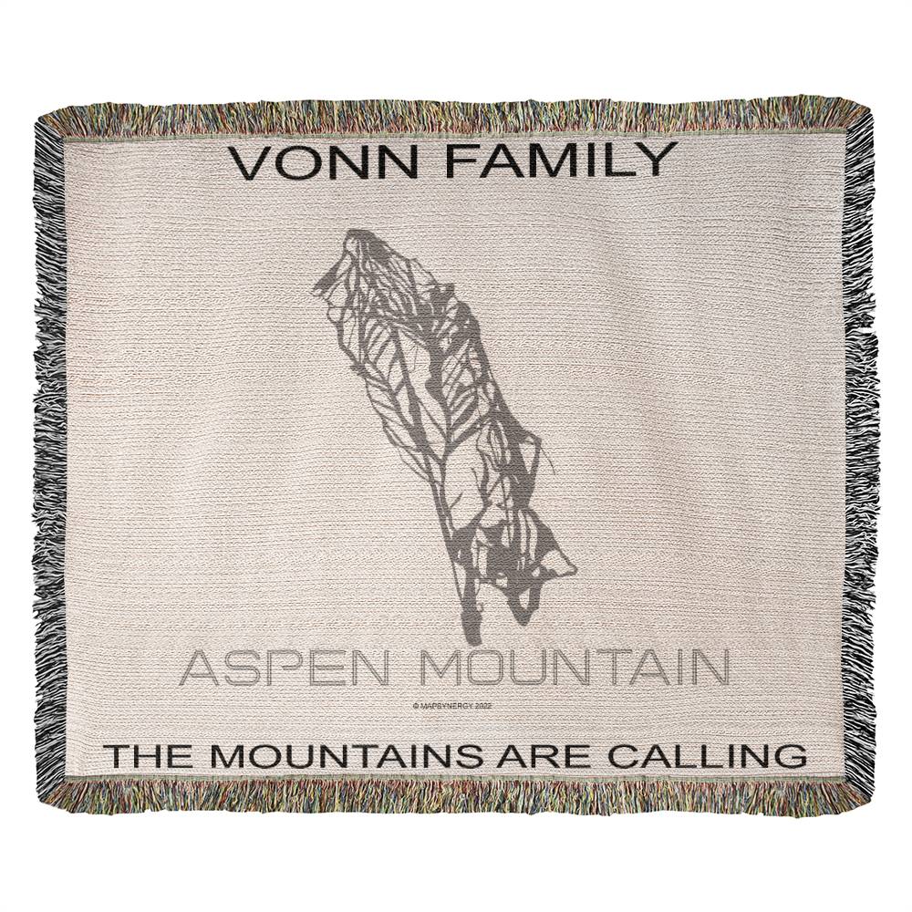 PERSONALIZED ASPEN MOUNTAIN, COLORADO WOVEN BLANKET