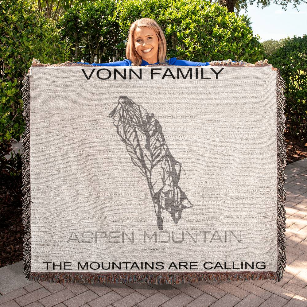 PERSONALIZED ASPEN MOUNTAIN, COLORADO WOVEN BLANKET