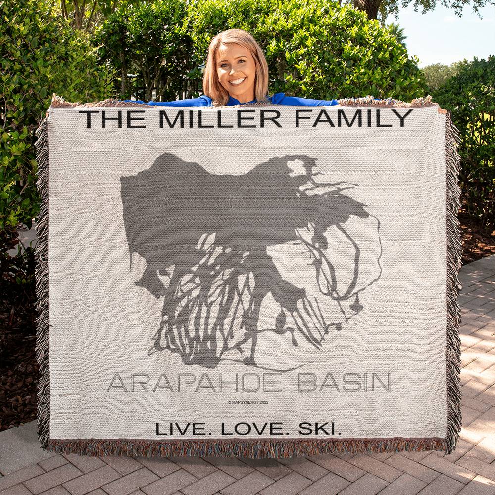 PERSONALIZED ARAPAHOE BASIN, COLORADO WOVEN BLANKET