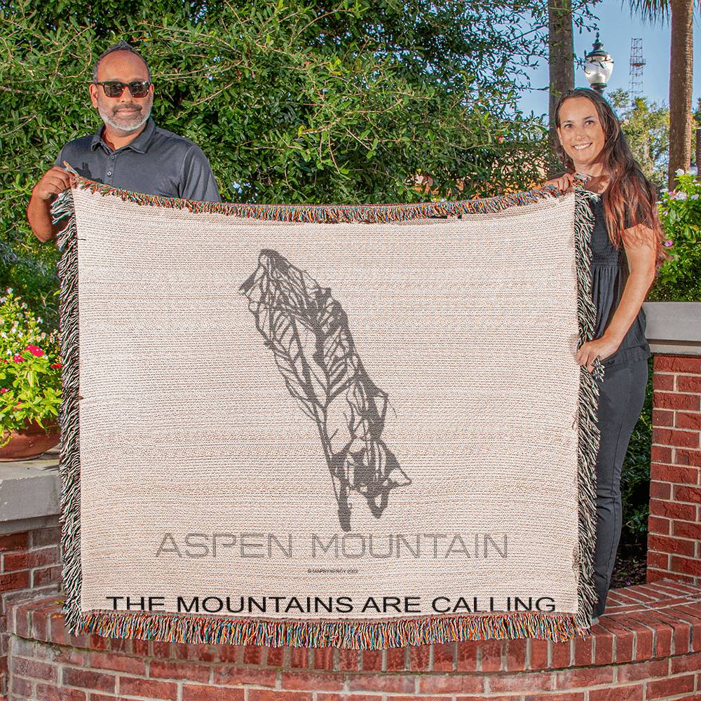 PERSONALIZED ASPEN MOUNTAIN, COLORADO WOVEN BLANKET