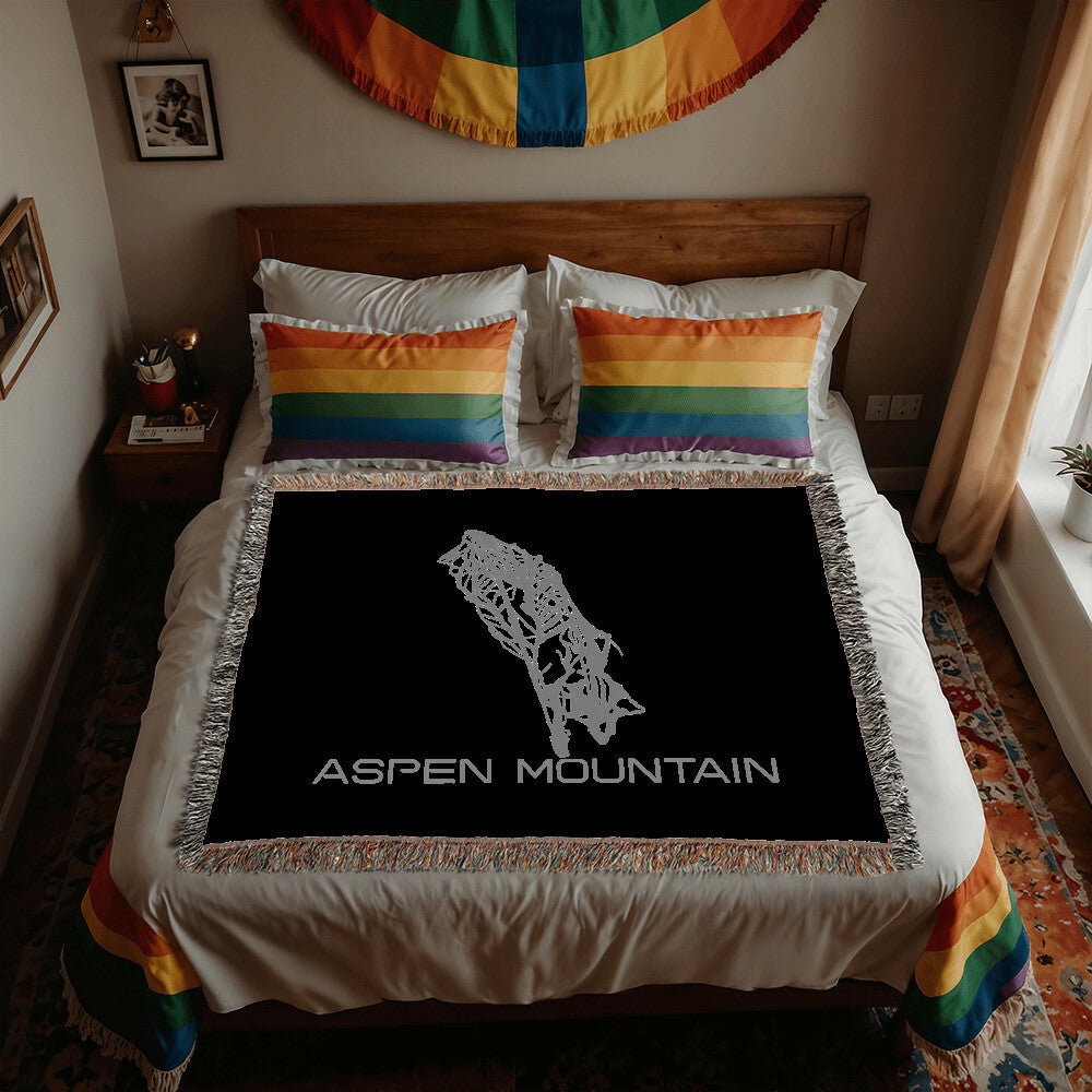 PERSONALIZED ASPEN MOUNTAIN, COLORADO WOVEN BLANKET