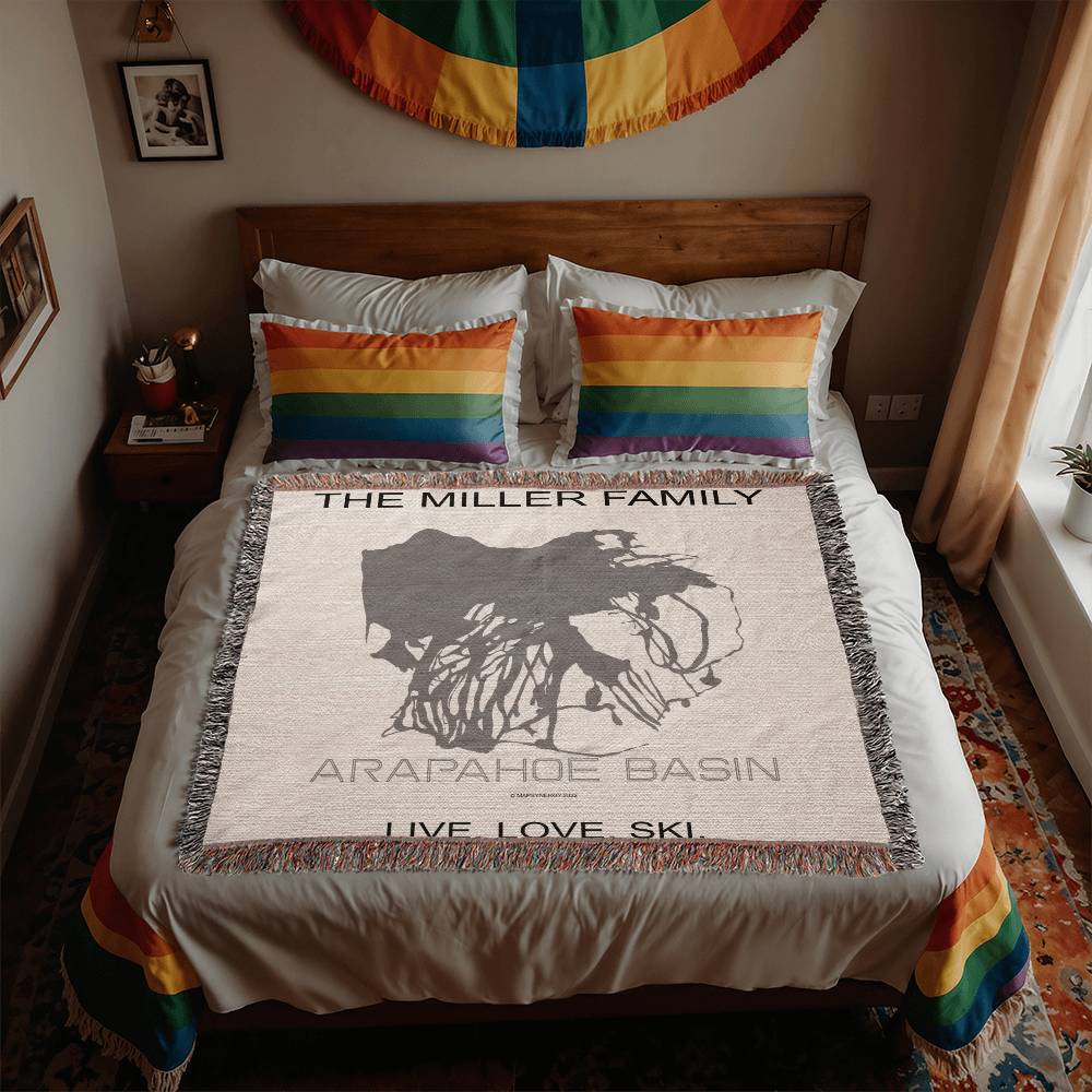 PERSONALIZED ARAPAHOE BASIN, COLORADO WOVEN BLANKET