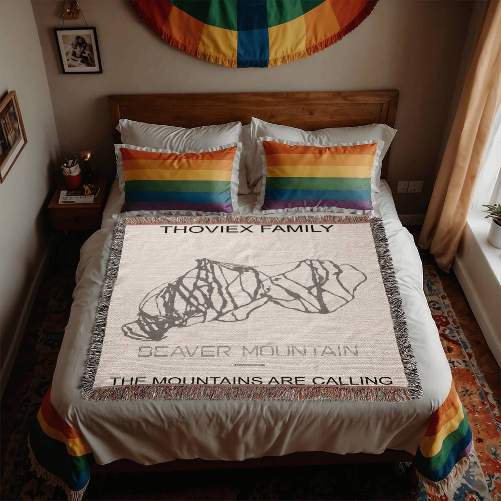 PERSONALIZED BEAVER MOUNTAIN, UTAH WOVEN BLANKET