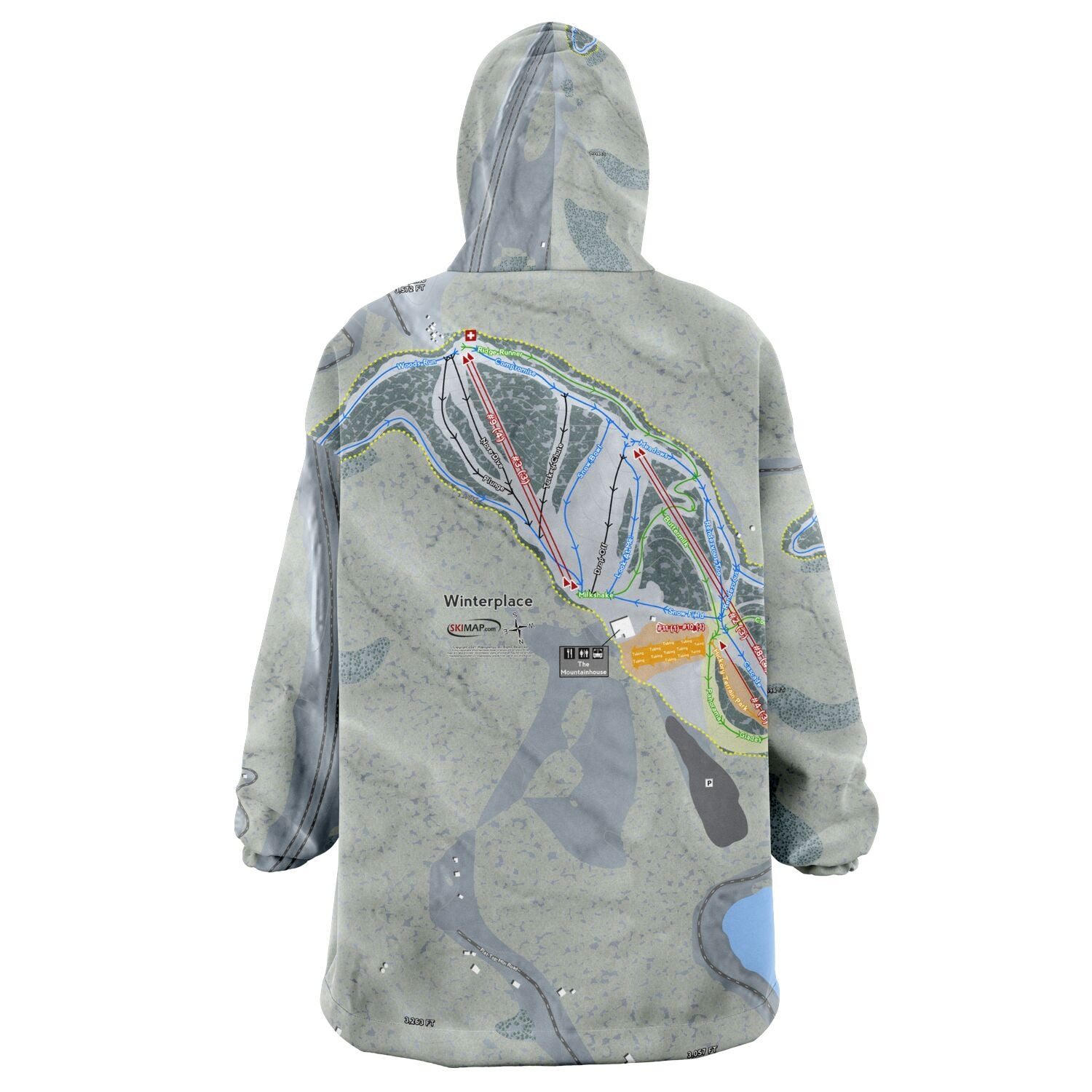 Winterplace, West Virginia Ski Trail Map - Snug Hoodie