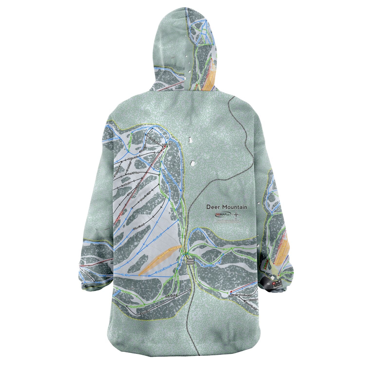 Deer Mountain, South Dakota Ski Trail Map - Snug Hoodie