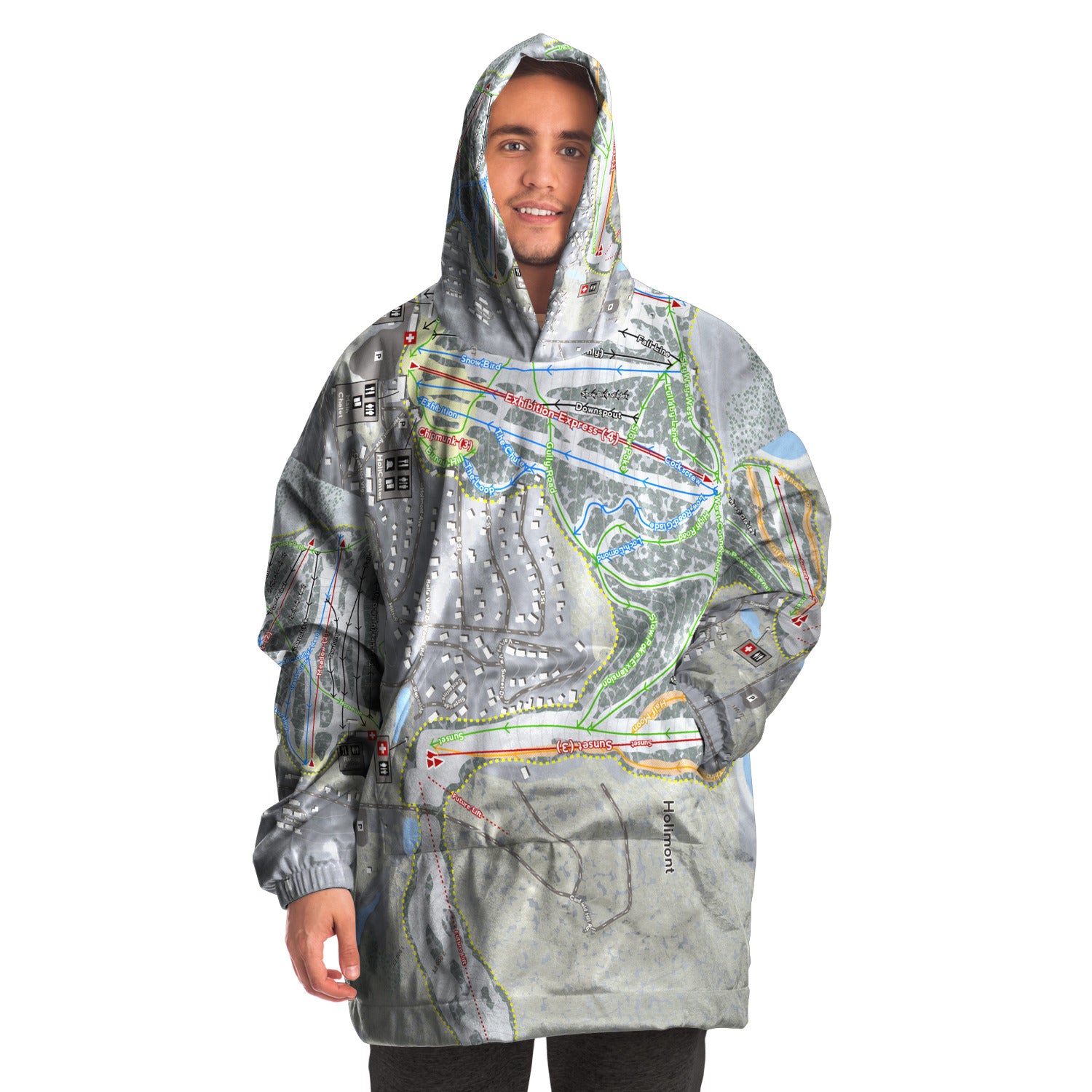 Holimont, New York Ski Trail Map - Snug Hoodie