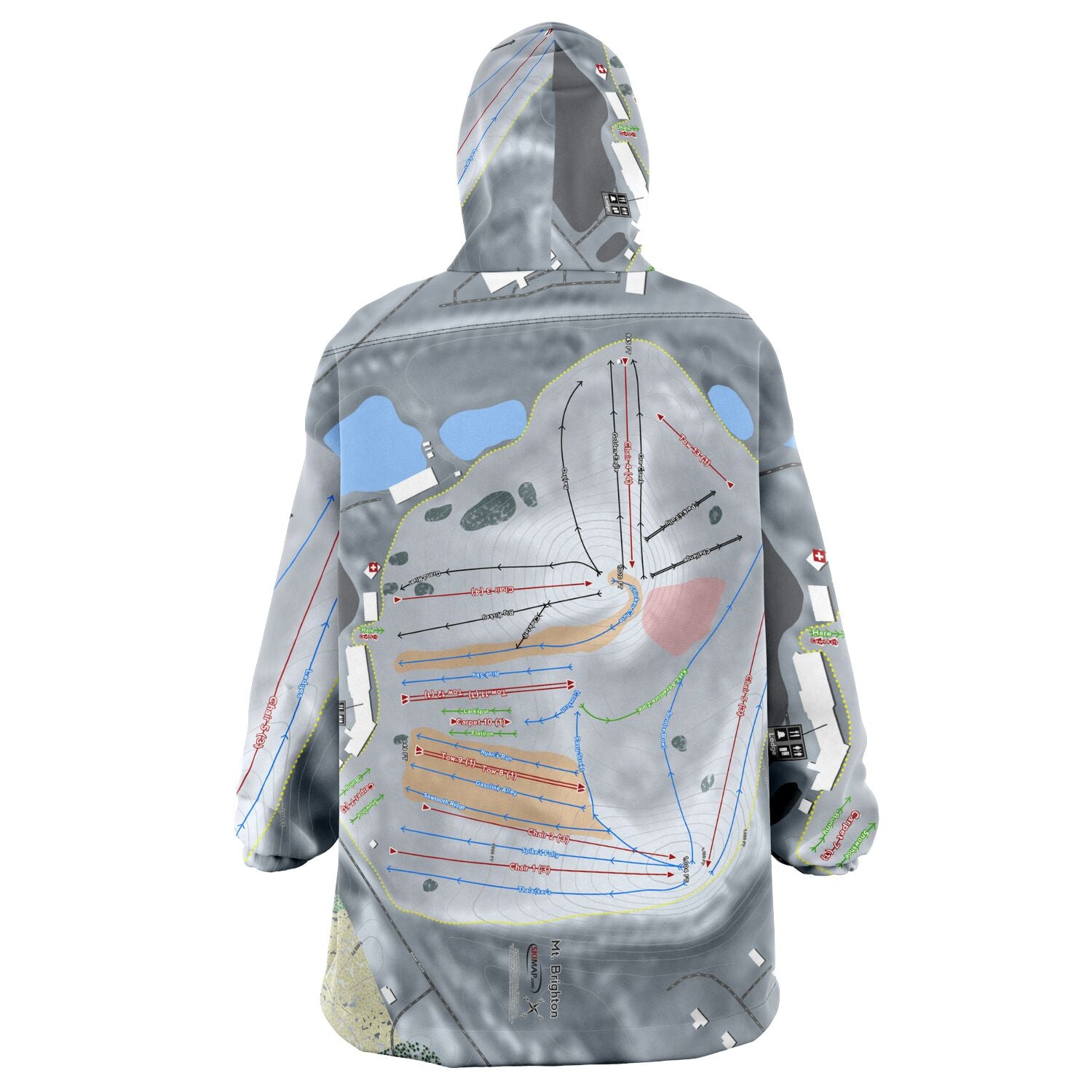 Mt Brighton, Michigan Ski Trail Map Snug Hoodie