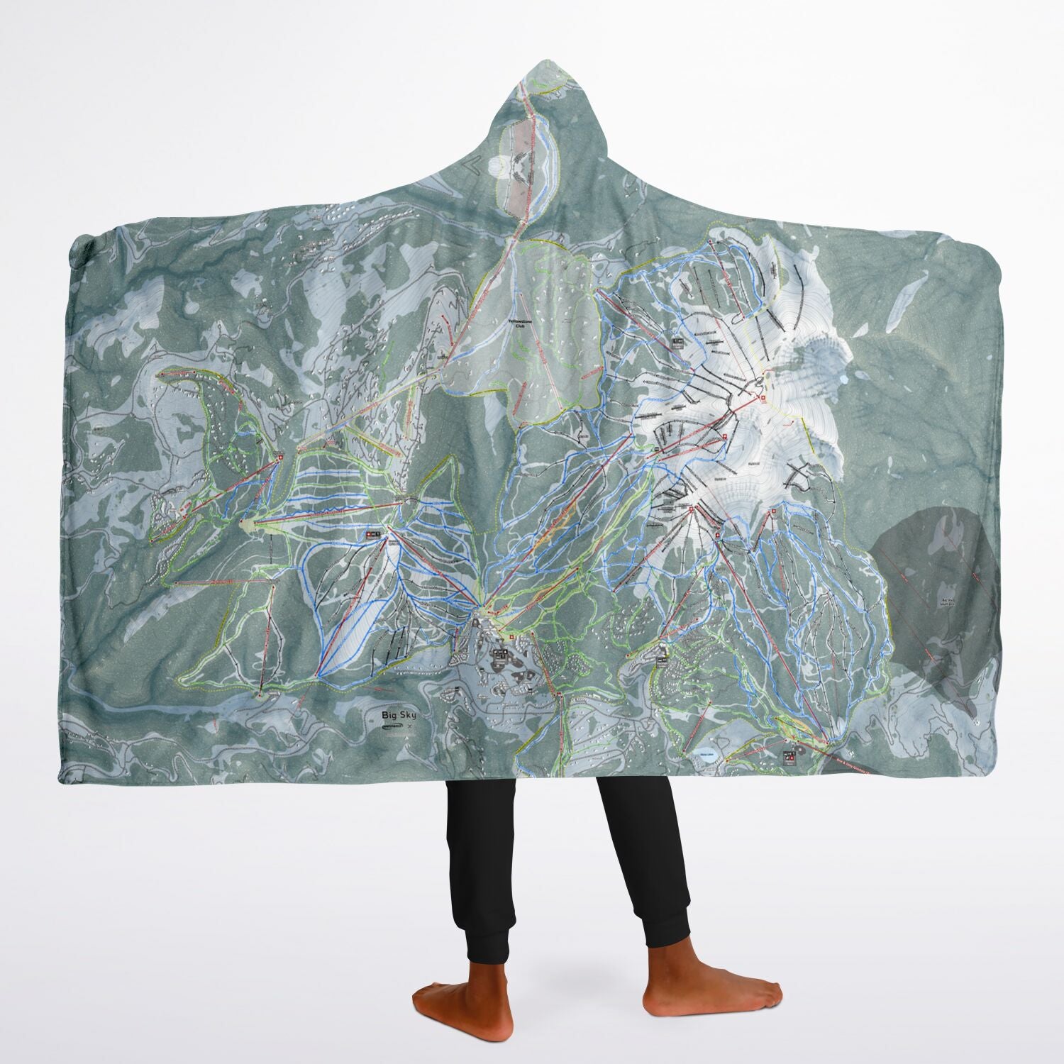 Big Sky, Montana Ski Trail Map - Youth Hooded Blanket