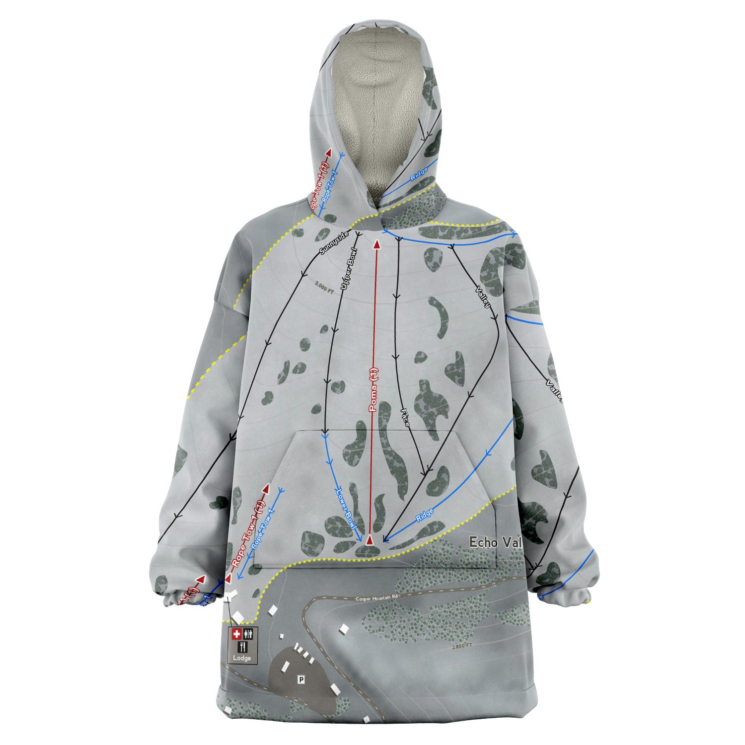 Echo Valley, Washington Ski Trail Map - Snug Hoodie