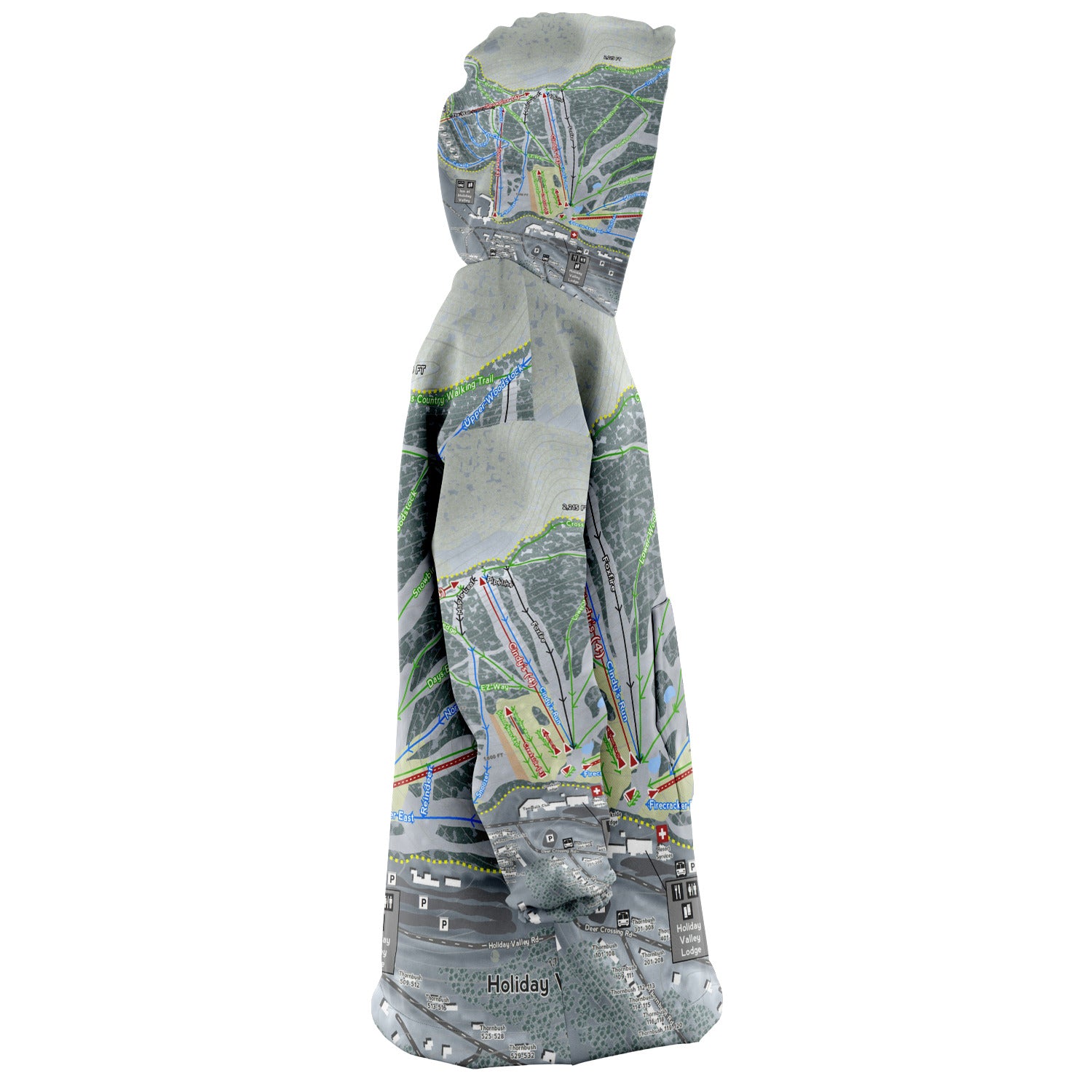 Holiday Valley, New York Ski Trail Map - Snug Hoodie