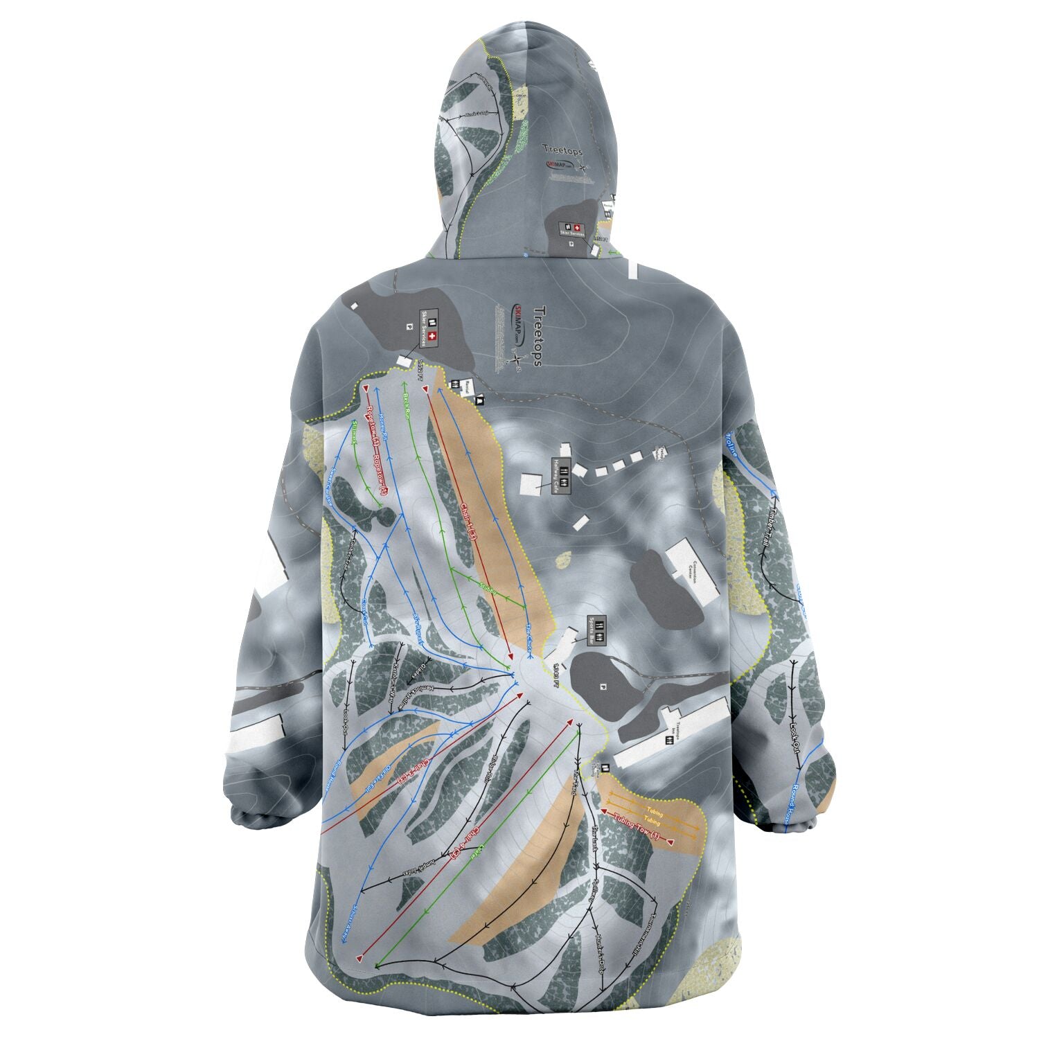 Treetops, Michigan Ski Trail Map Snug Hoodie